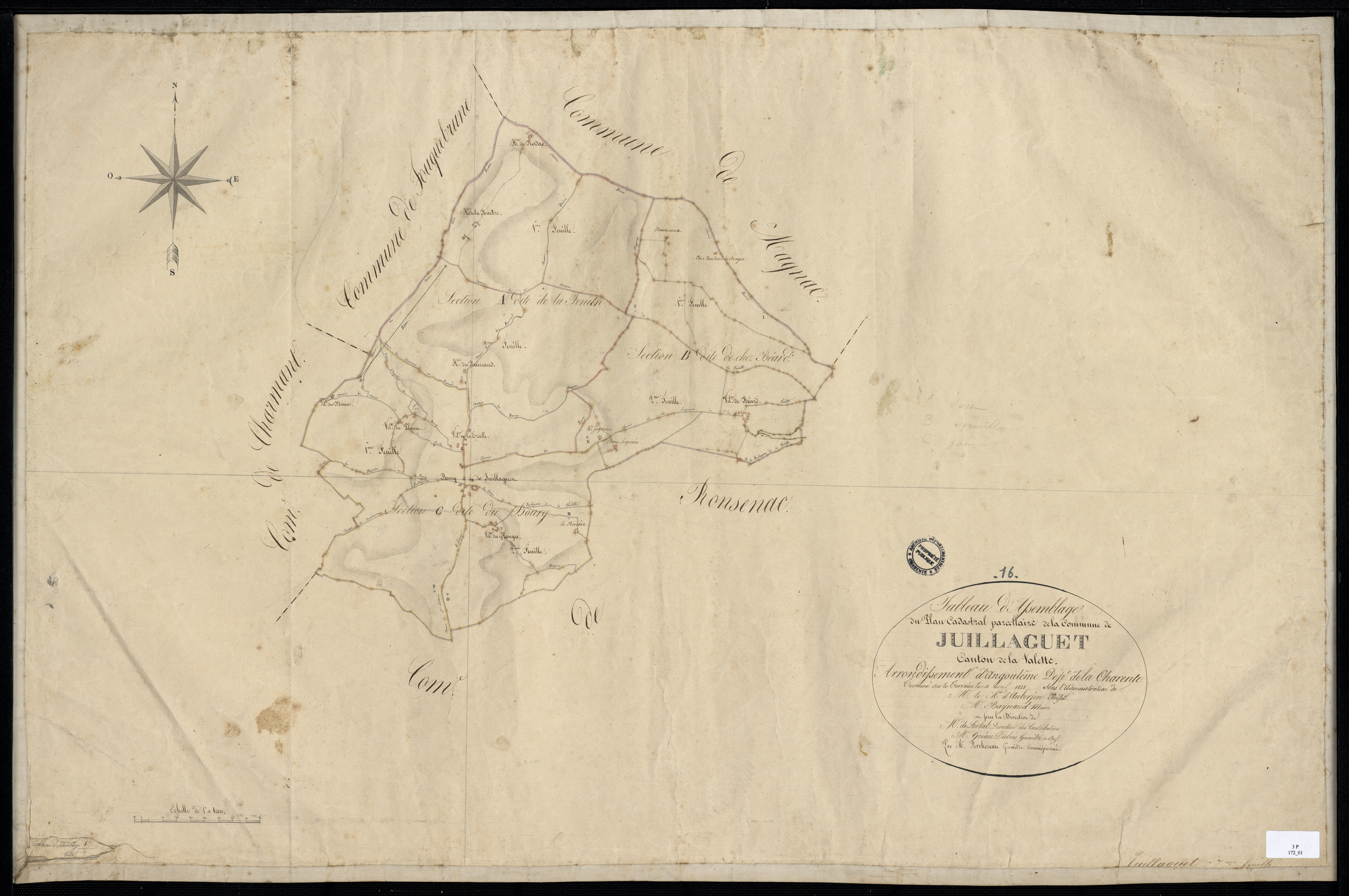 Juillaguet - 3 P 172/1 - Tableau d'assemblage.  | 1828