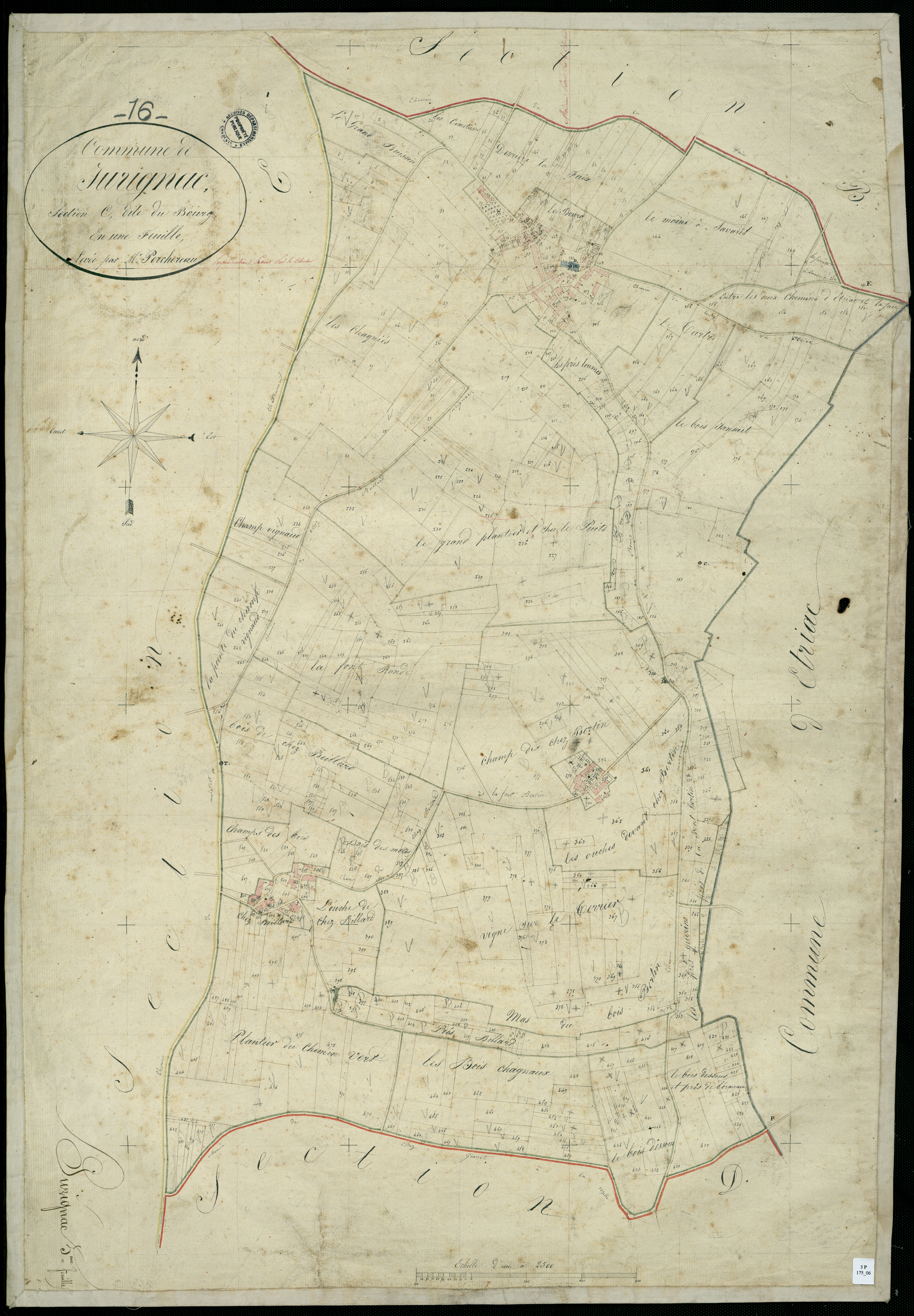 Jurignac - 3 P 175/6 - Section C dite du Bourg. Feuille 1. | 1819