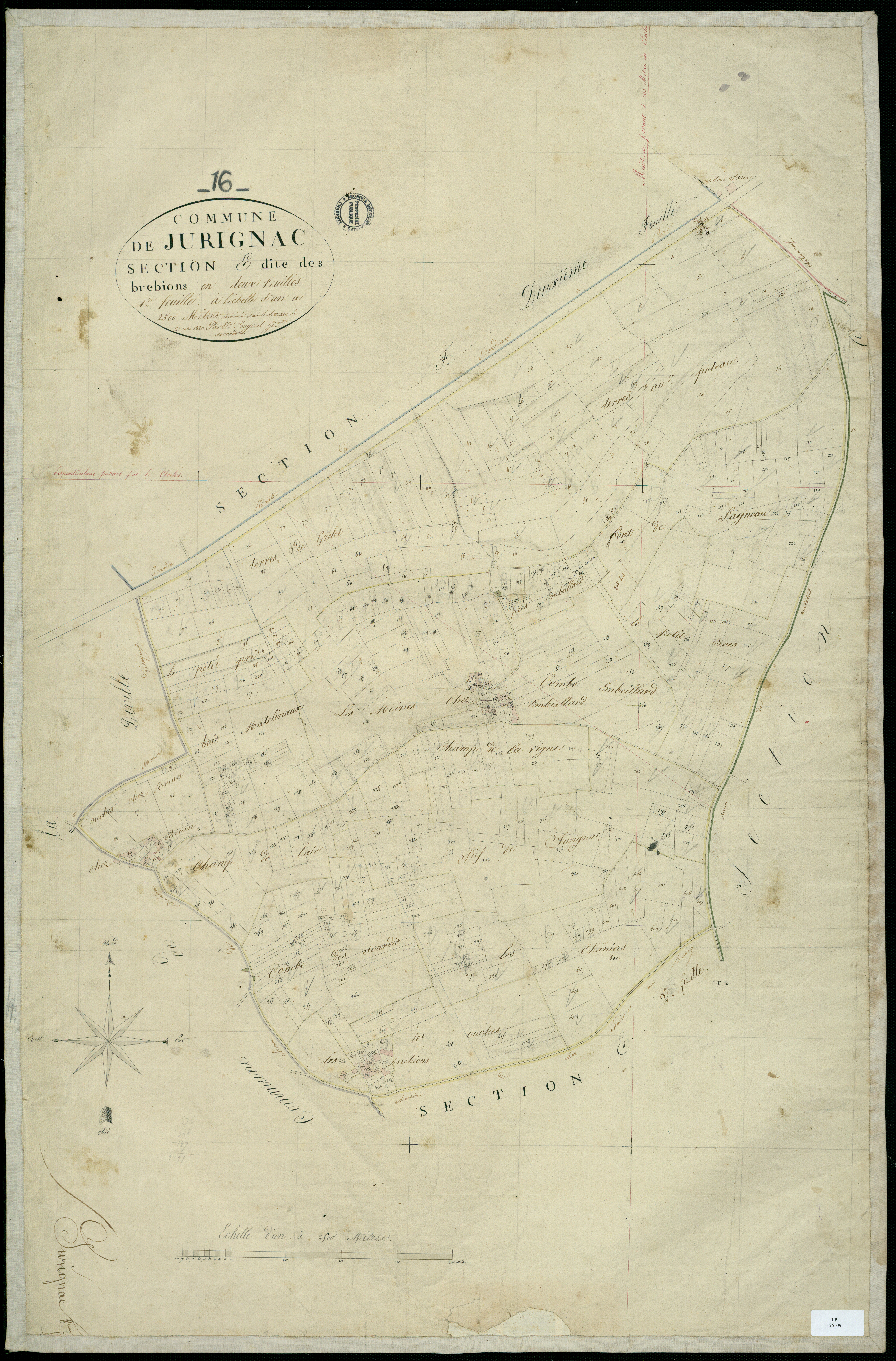 Jurignac - 3 P 175/9 - Section E dite des Brebions. Feuille 1. | 1819