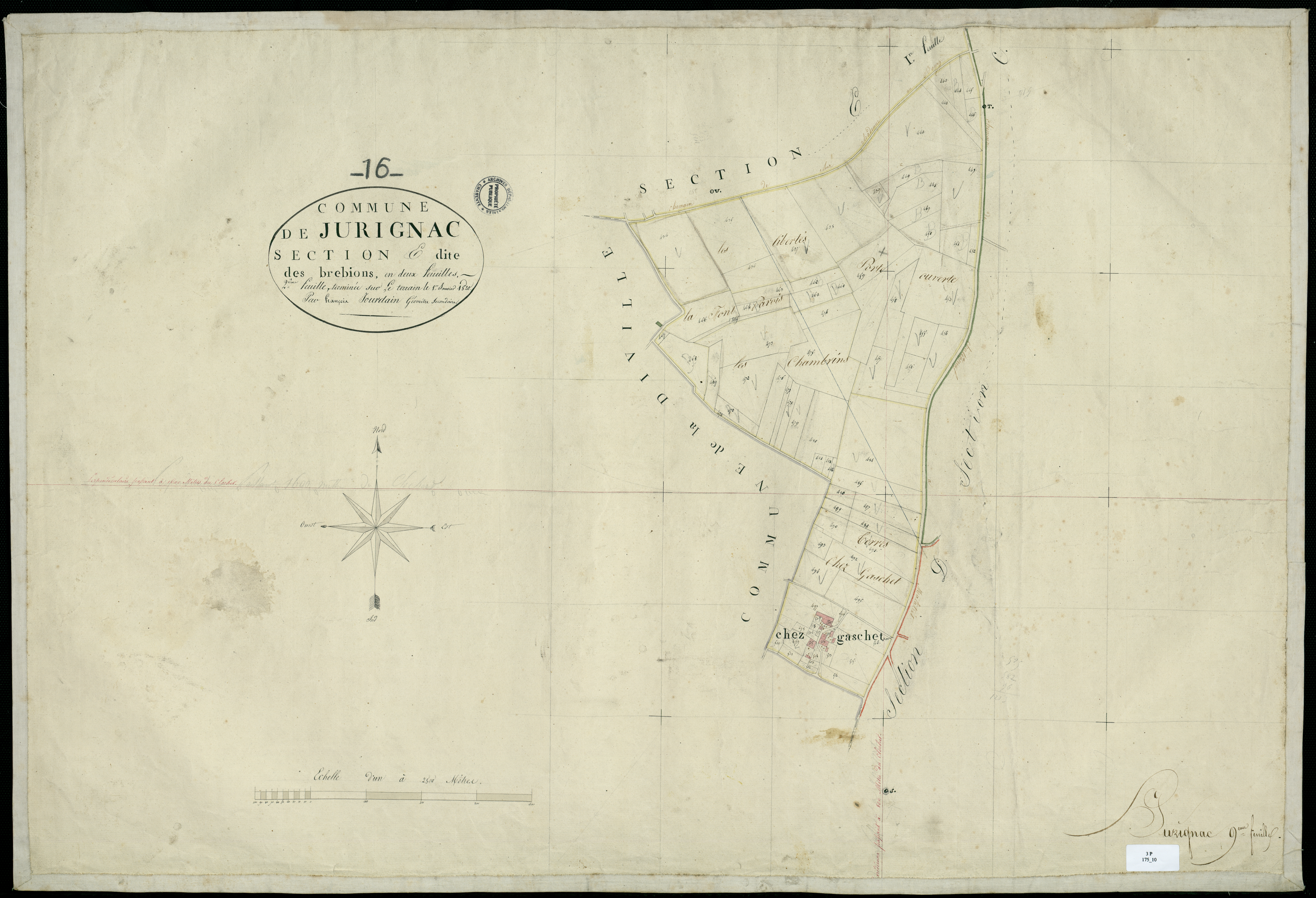 Jurignac - 3 P 175/10 - Section E dite des Brebions. Feuille 2. | 1819
