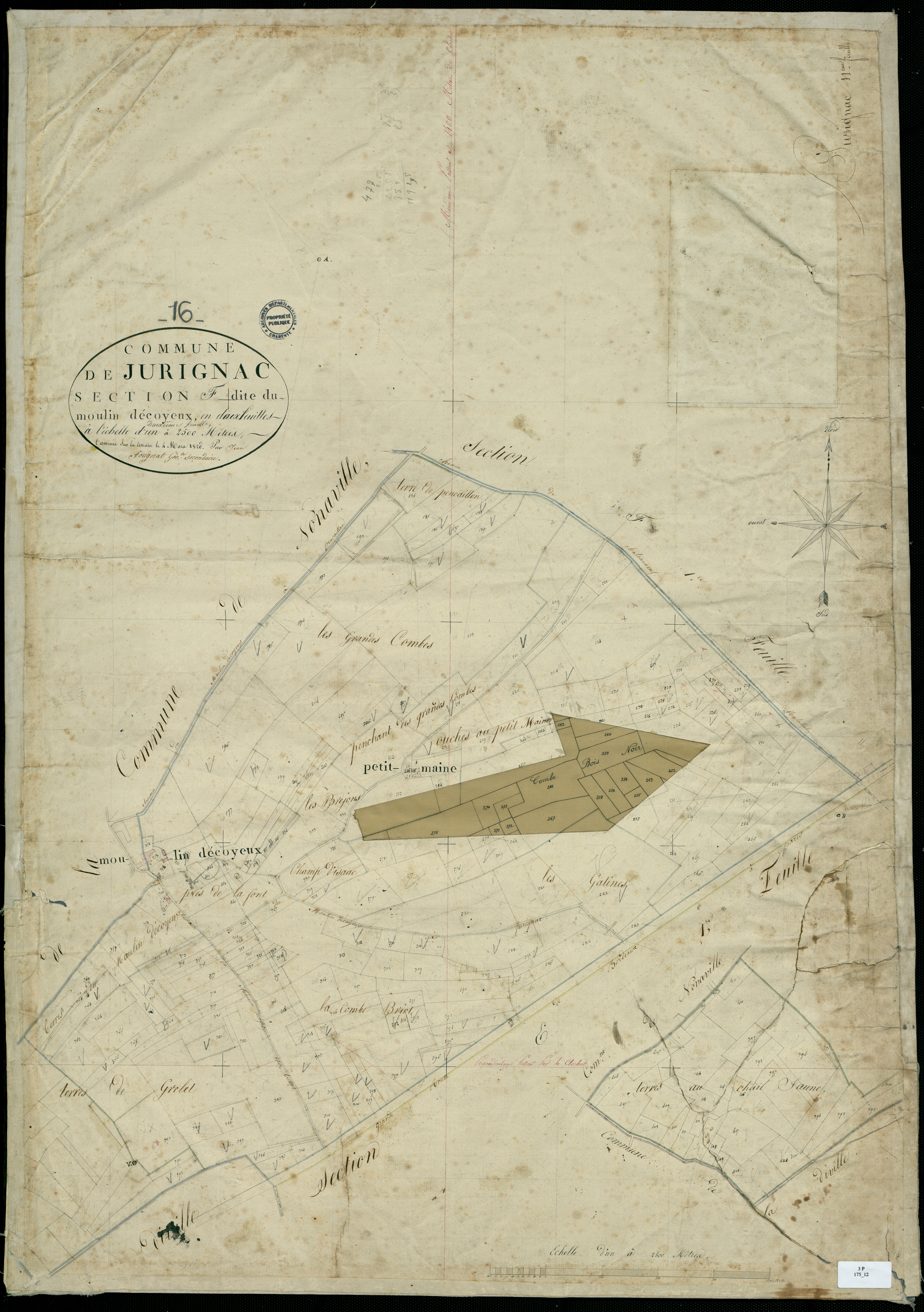 Jurignac - 3 P 175/12 - Section F dite du Moulin-Décoyeux. Feuille 2. | 1819