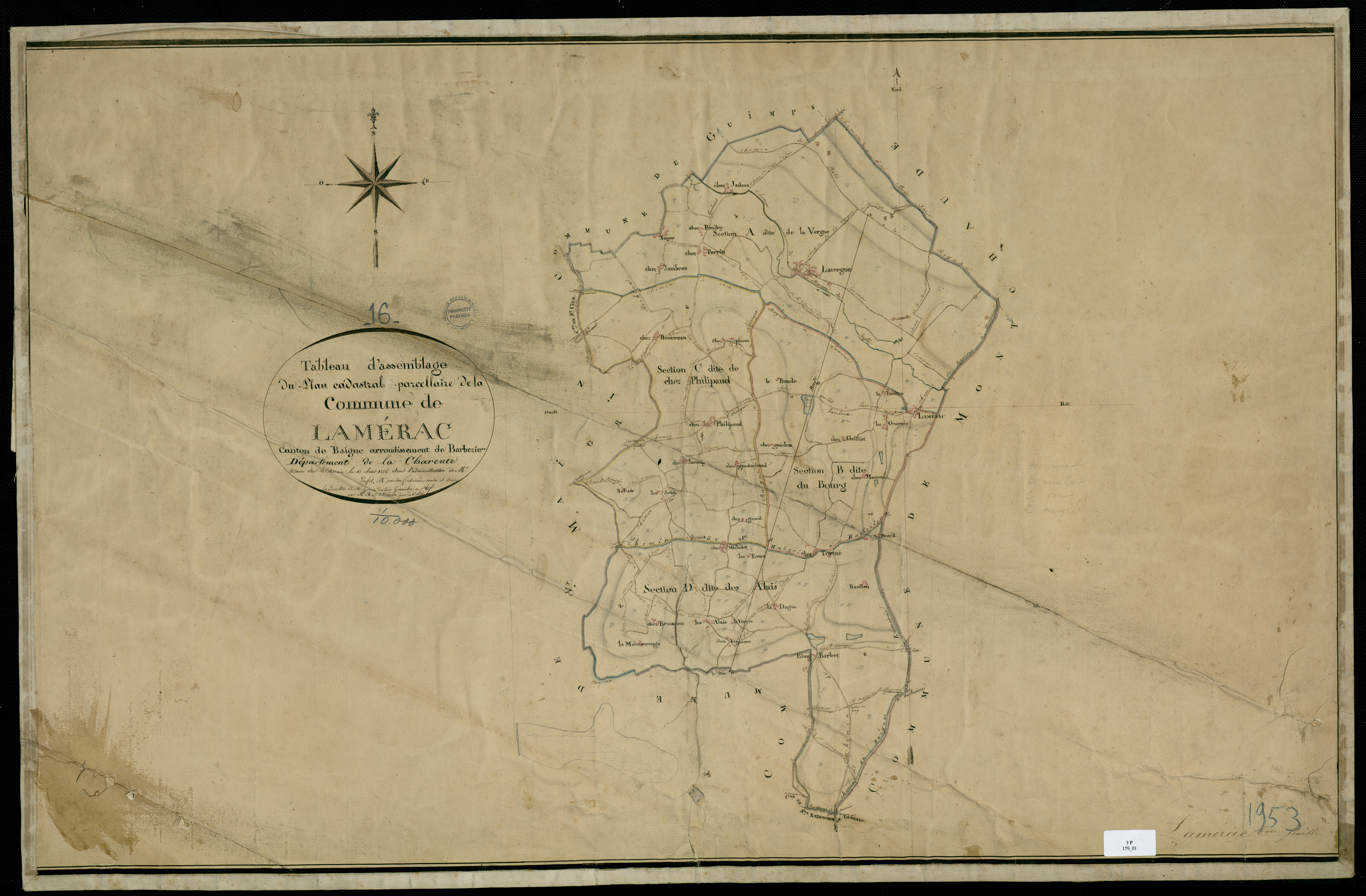 Lamérac - 3 P 179/1 - Tableau d'assemblage.  | 1826
