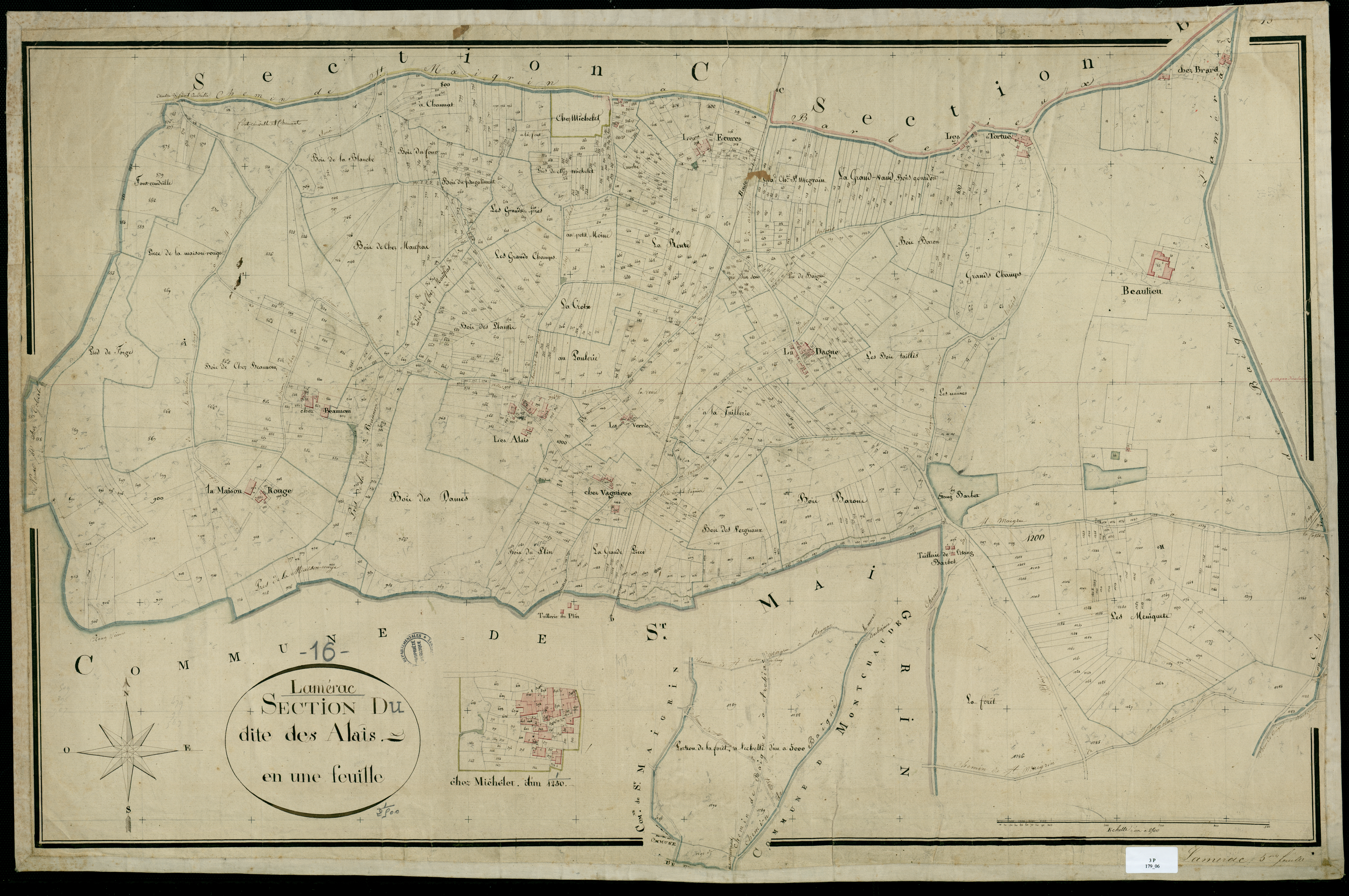 Lamérac - 3 P 179/6 - Section D dite des Alais. Feuille 1.  | 1826