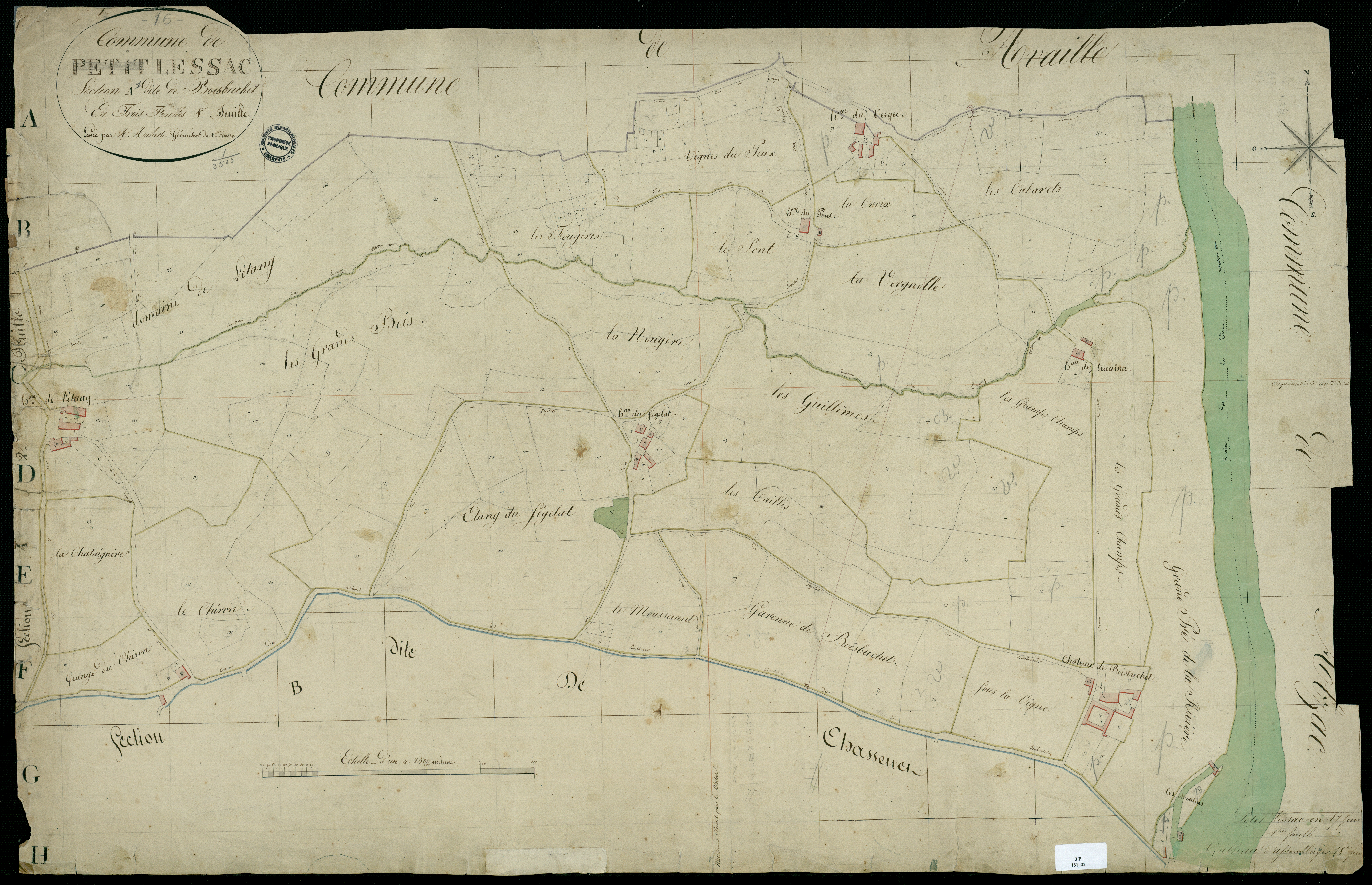 Lessac - 3 P 181/2 - Section A dite de Boisbuchet. Feuille 1.  | 1824