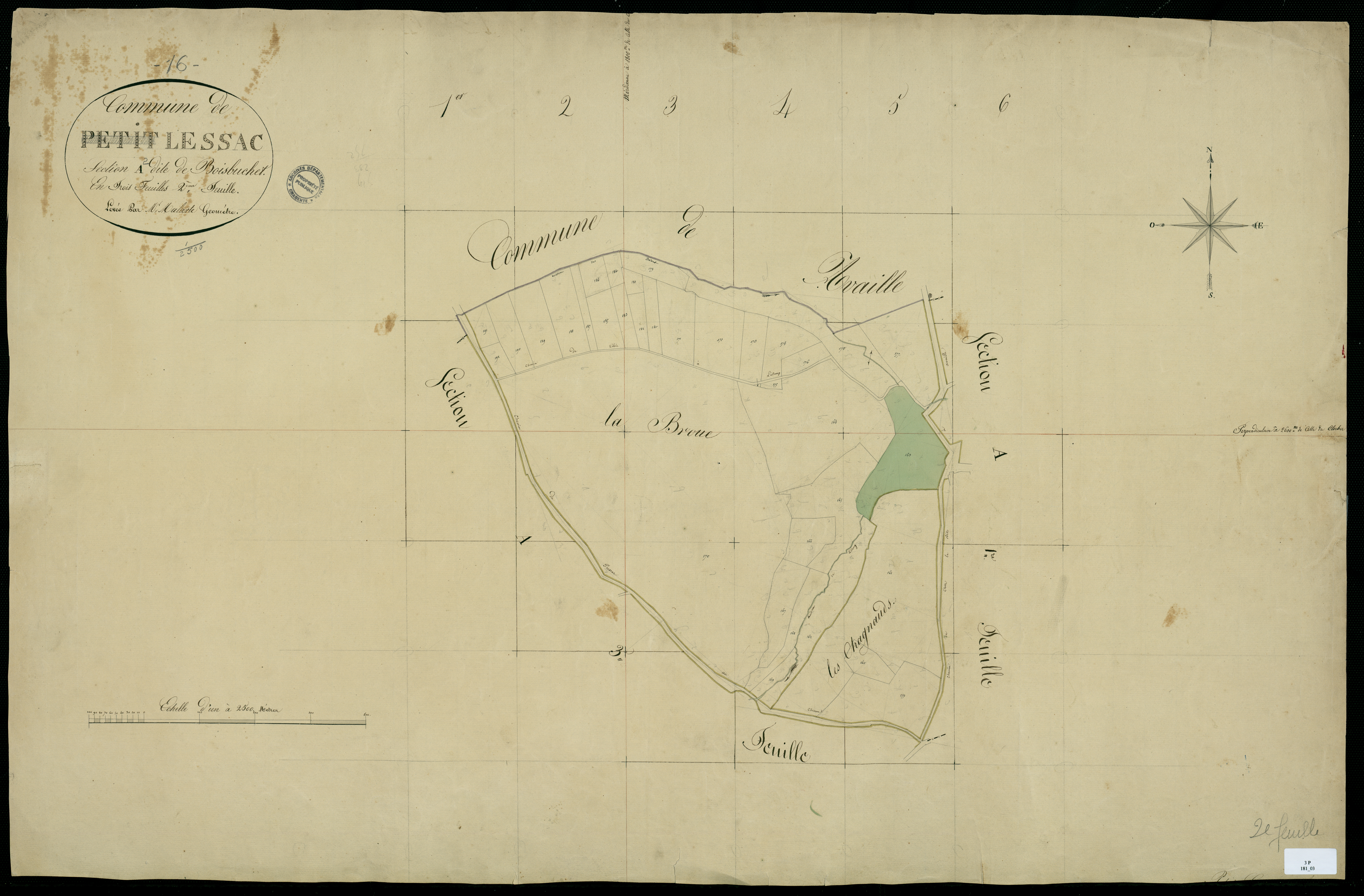 Lessac - 3 P 181/3 - Section A dite de Boisbuchet. Feuille 2.  | 1824