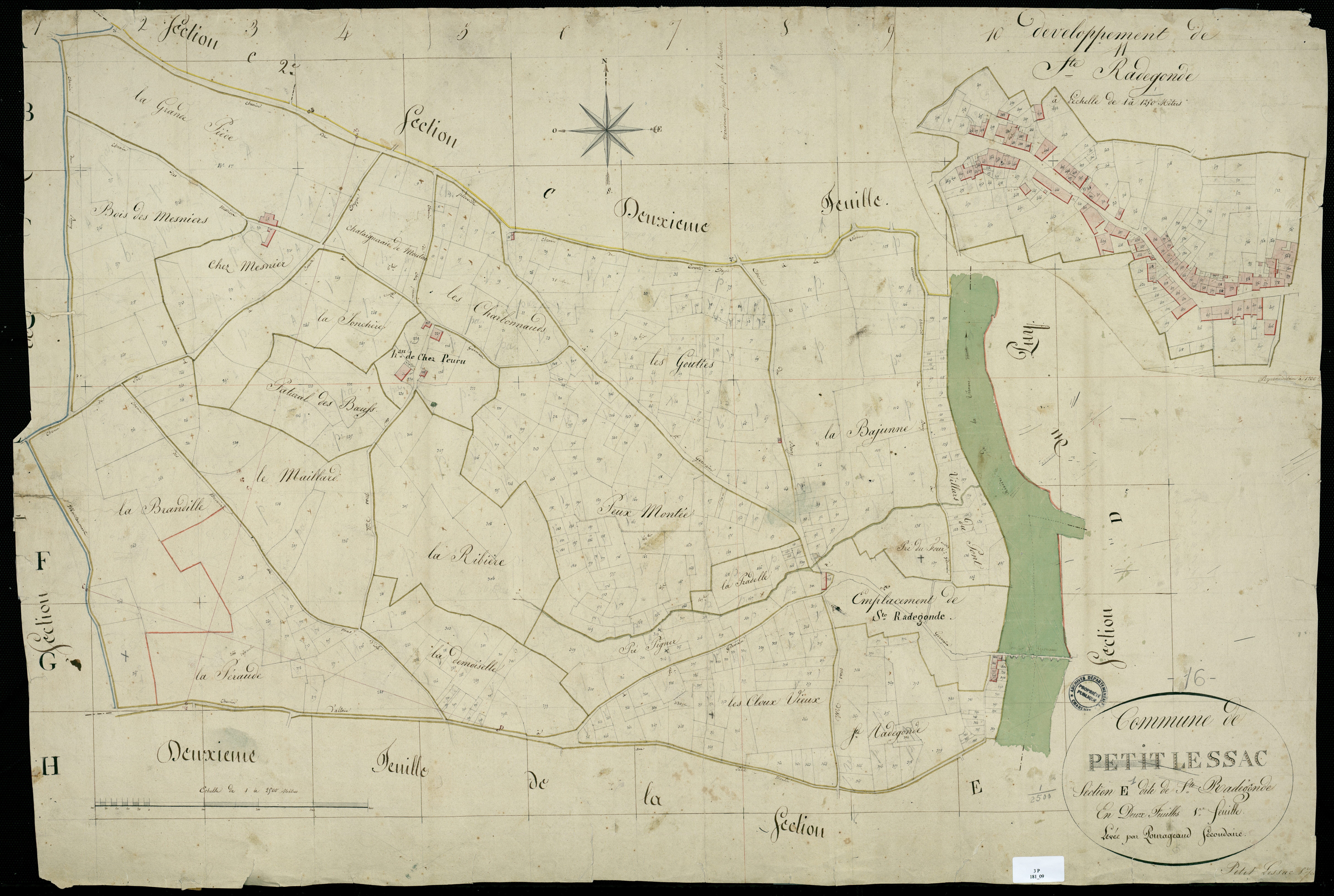 Lessac - 3 P 181/9 - Section E dite de Sainte-Radegonde. Feuille 1.  | 1824