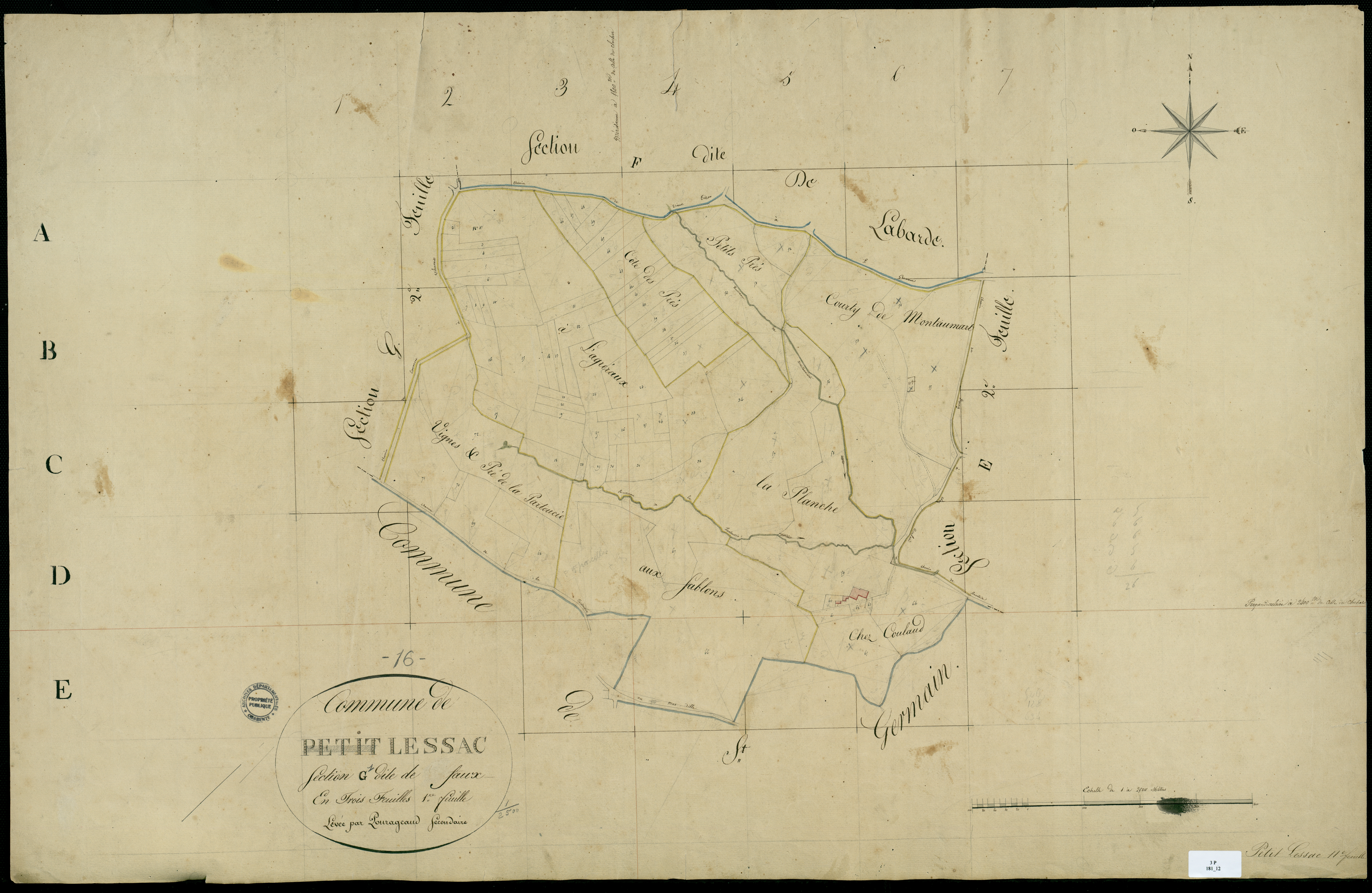 Lessac - 3 P 181/12 - Section G dite de Faux. Feuille 1.  | 1824