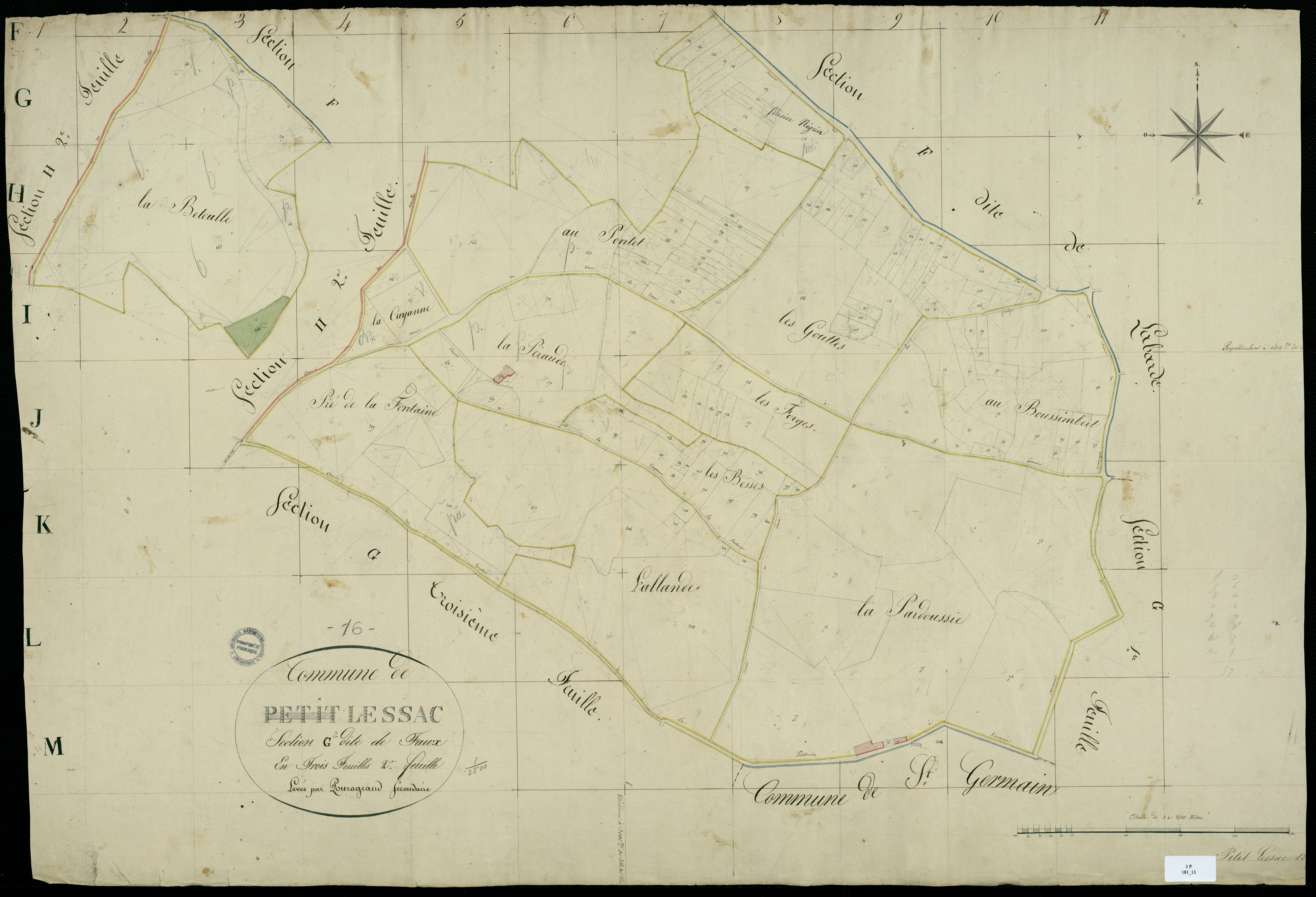 Lessac - 3 P 181/13 - Section G dite de Faux. Feuille 2.  | 1824