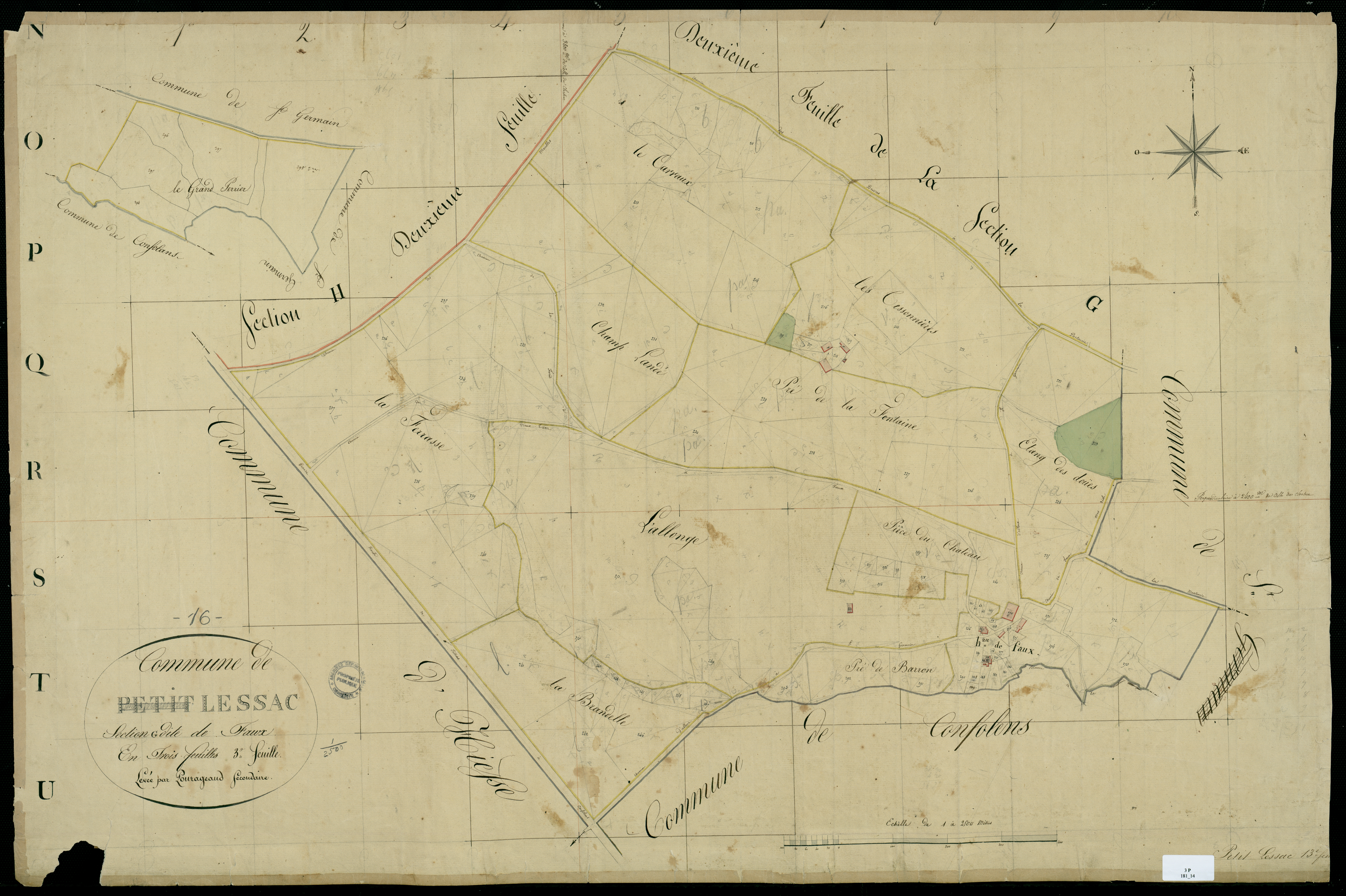 Lessac - 3 P 181/14 - Section G dite de Faux. Feuille 3.  | 1824