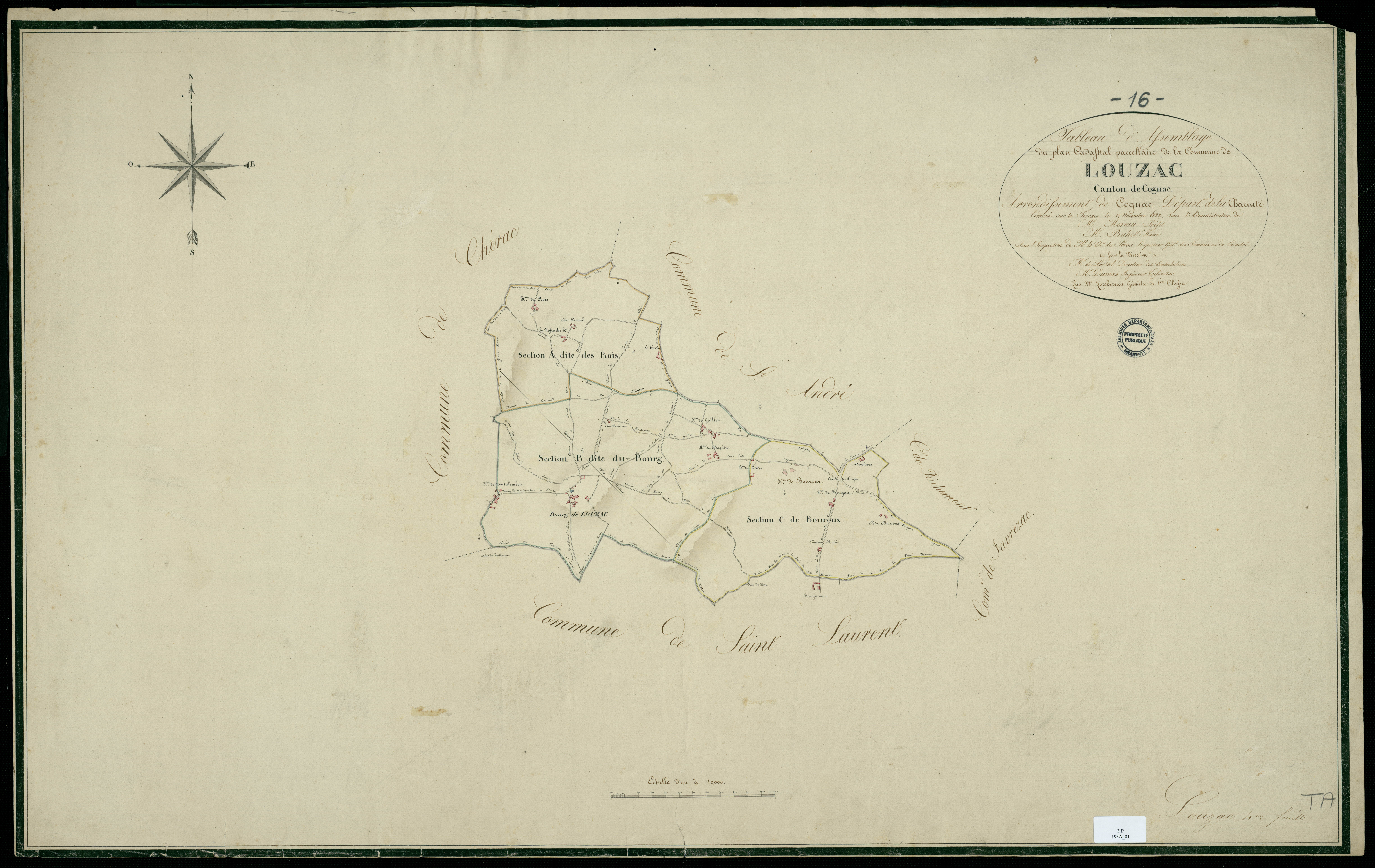 Louzac-Saint-André - 3 P 193A/1 - Tableau d'assemblage.  | 1822