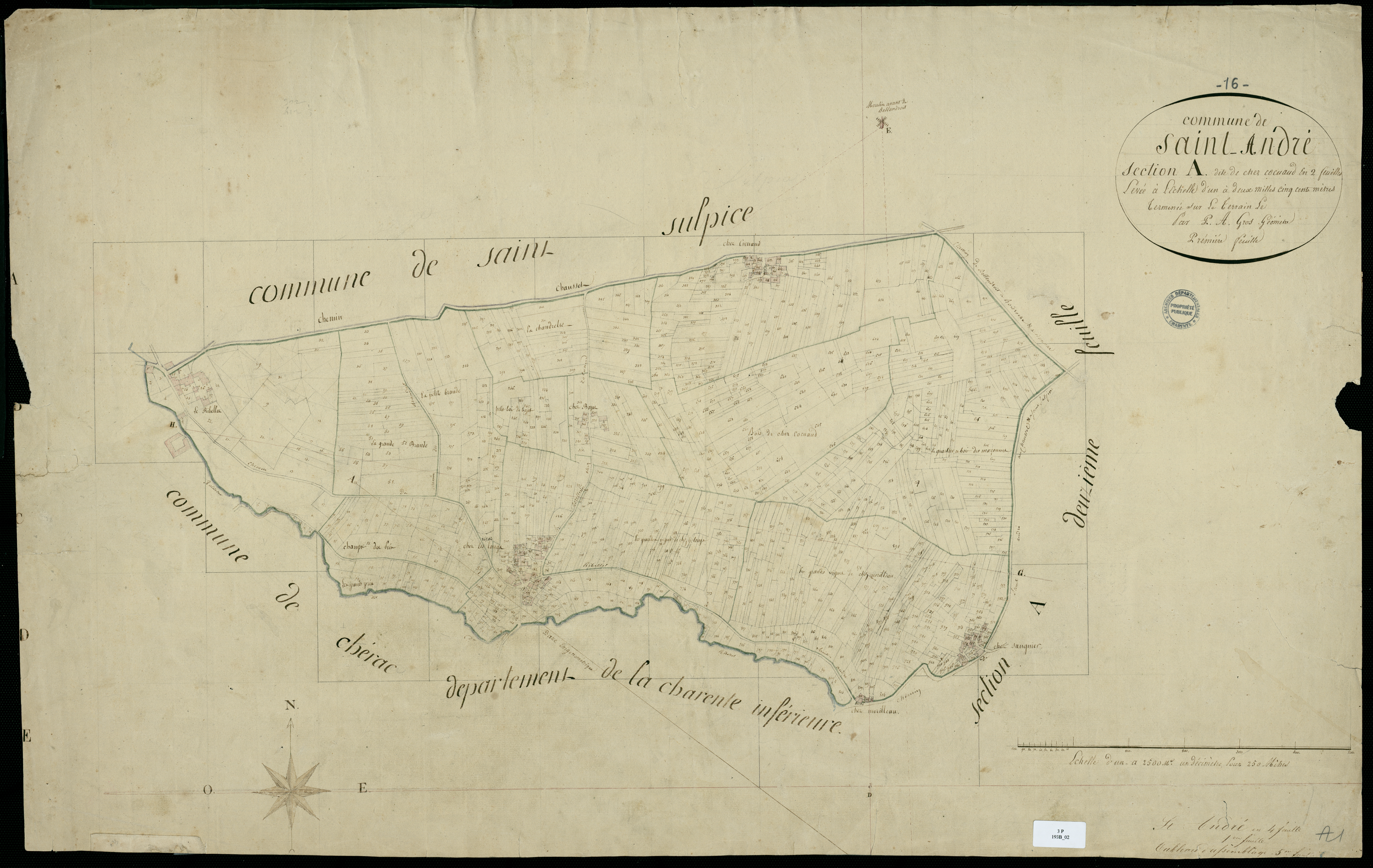 Louzac-Saint-André - 3 P 193B/2 - Section A dite de chez Cocuaud. Feuille 1.  | 1822