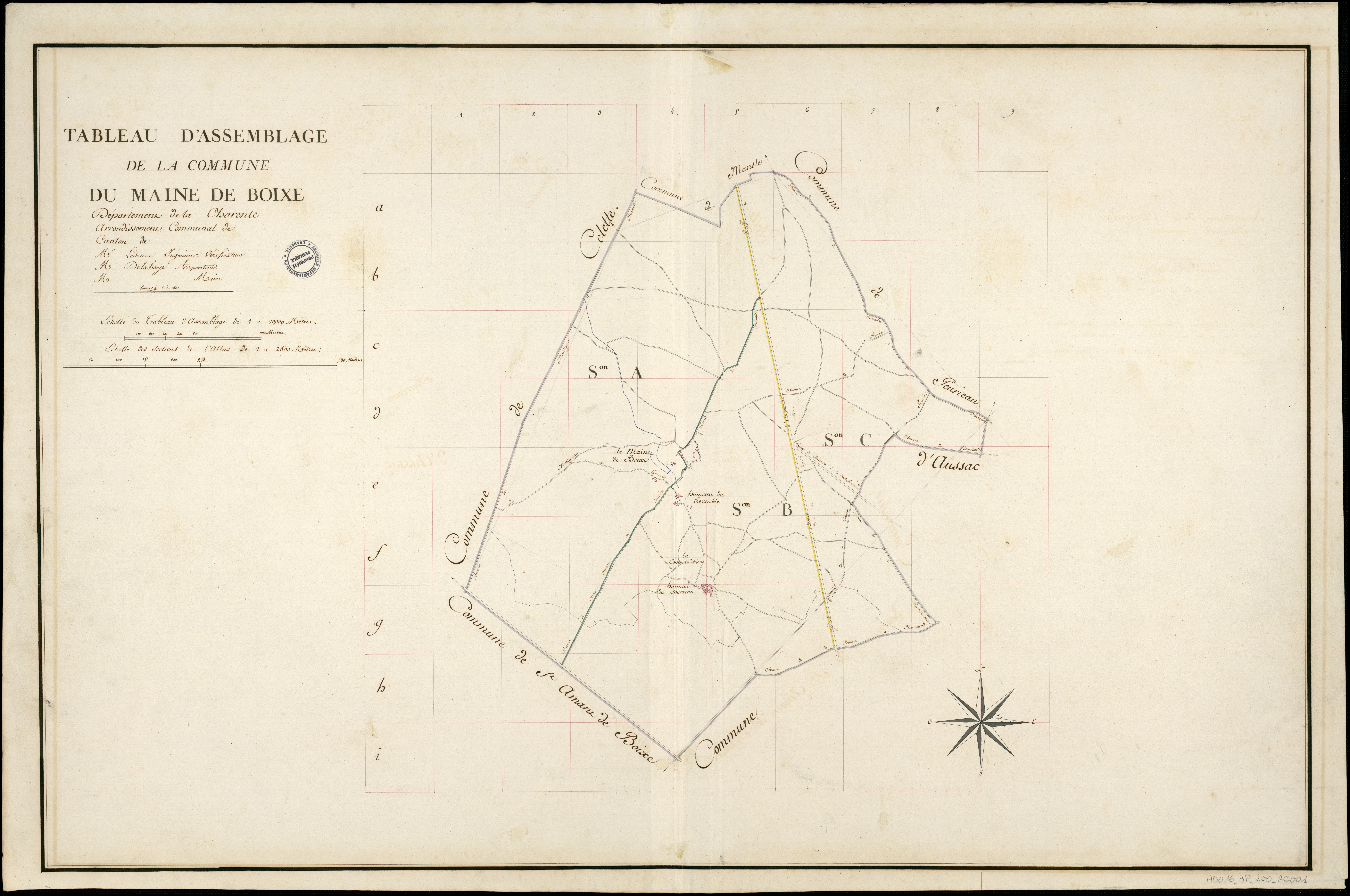 Maine-de-Boixe - 3 P 200/AC1 - Tableau d'assemblage  | 1818