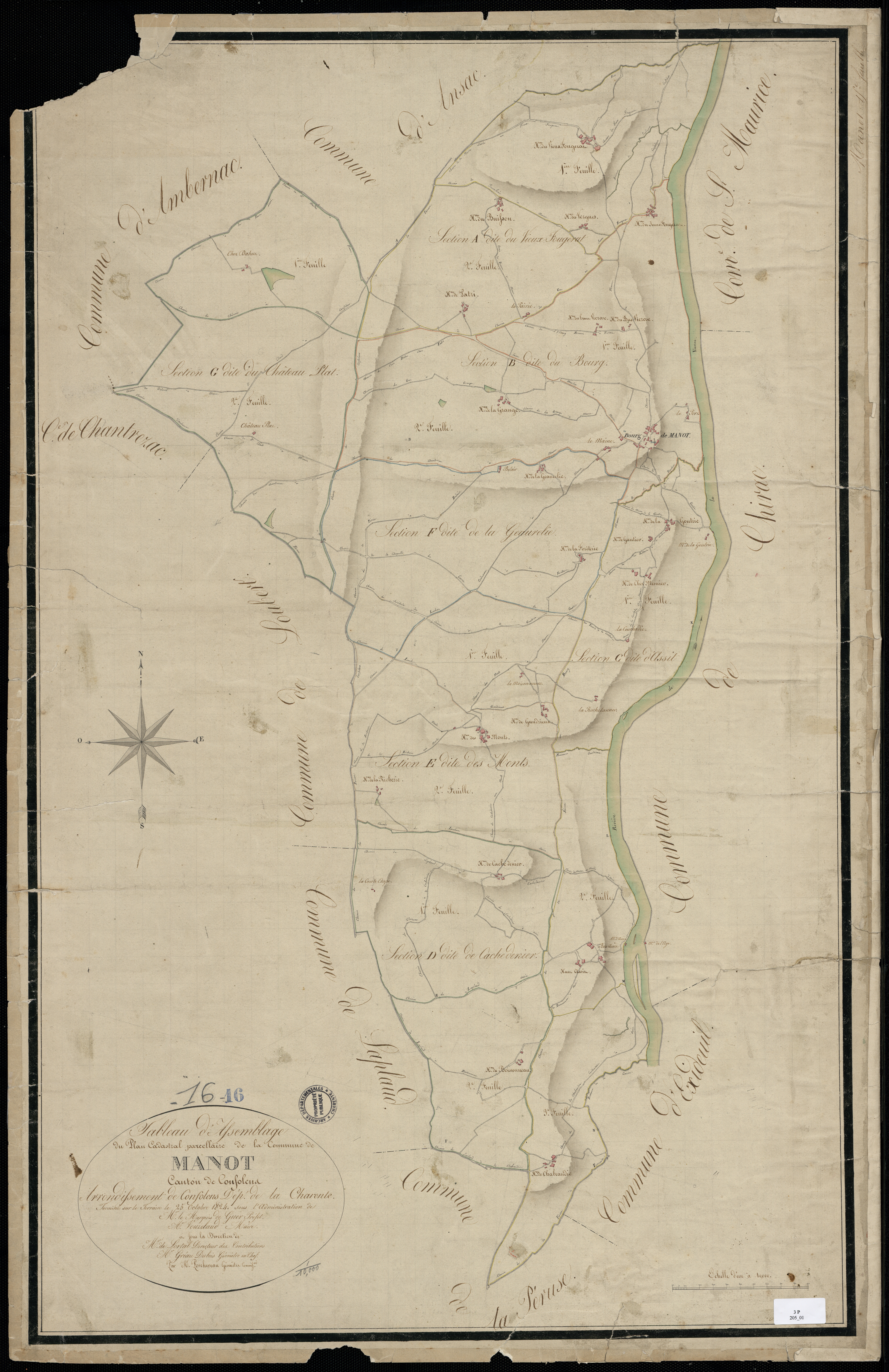 Manot - 3 P 25/1 - Tableau d'assemblage.  | 1824