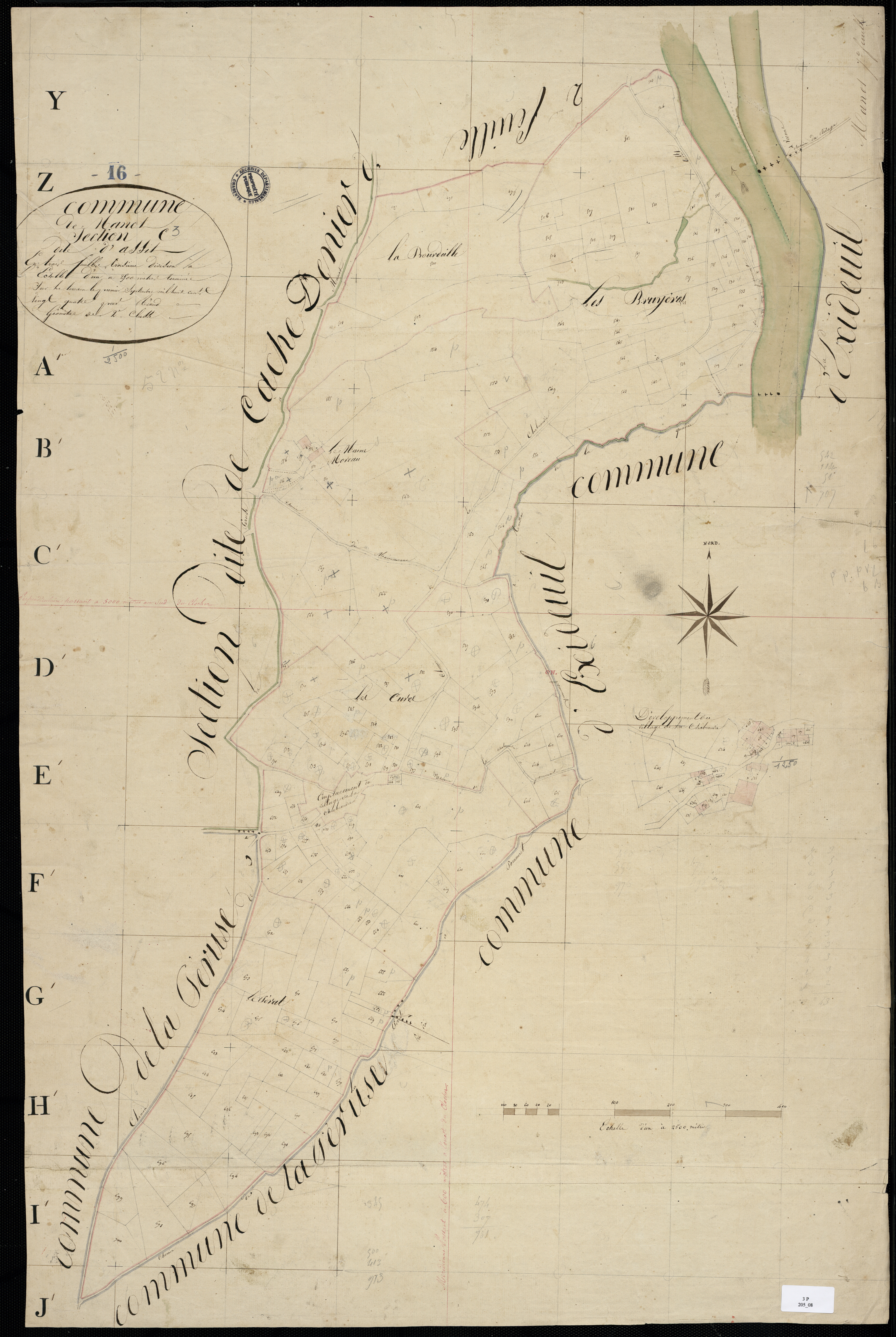 Manot - 3 P 25/8 - Section C dite d'Assit. Feuille 3.  | 1824