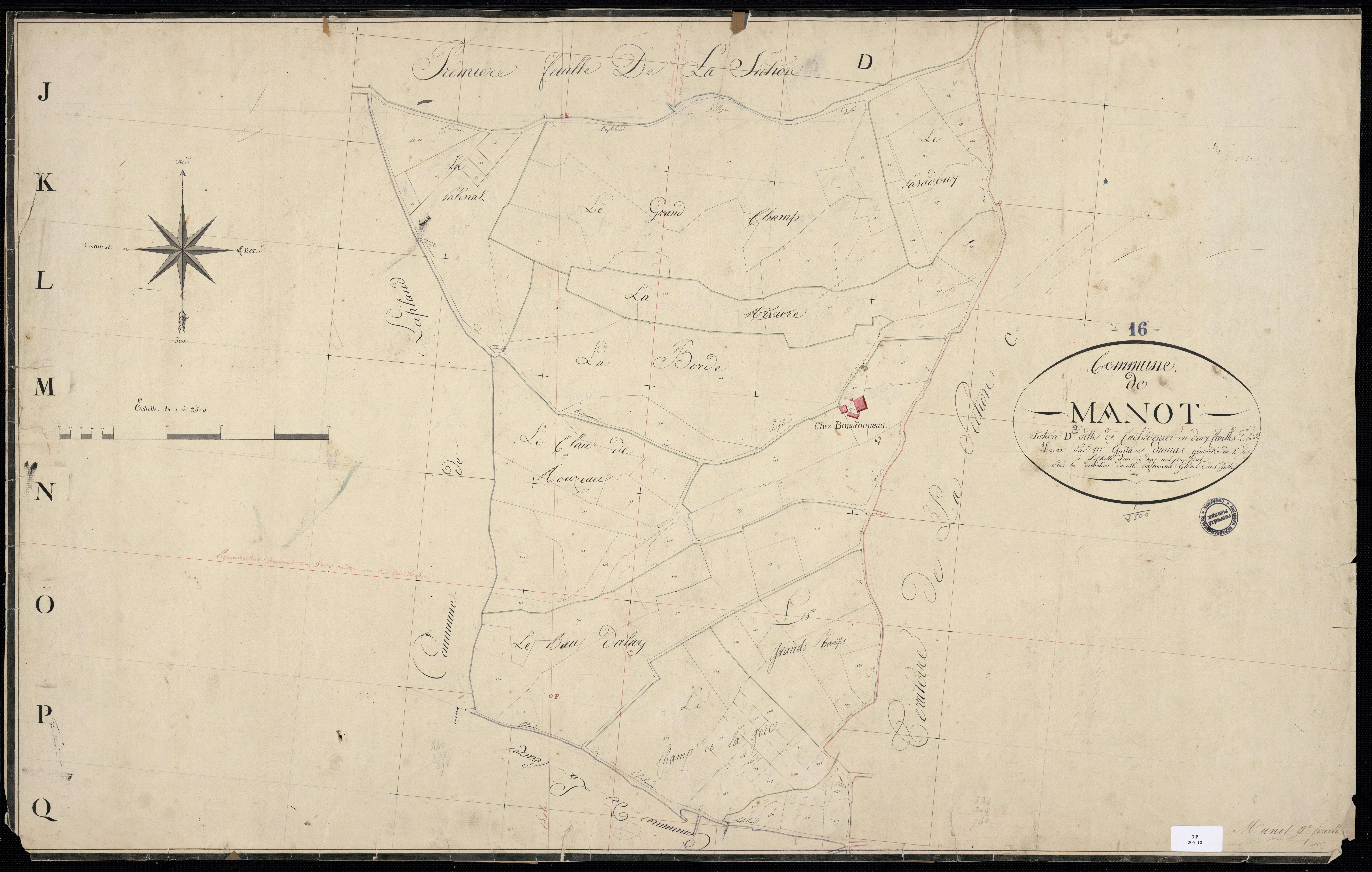 Manot - 3 P 25/10 - Section D dite de Cachedenier. Feuille 2.  | 1824