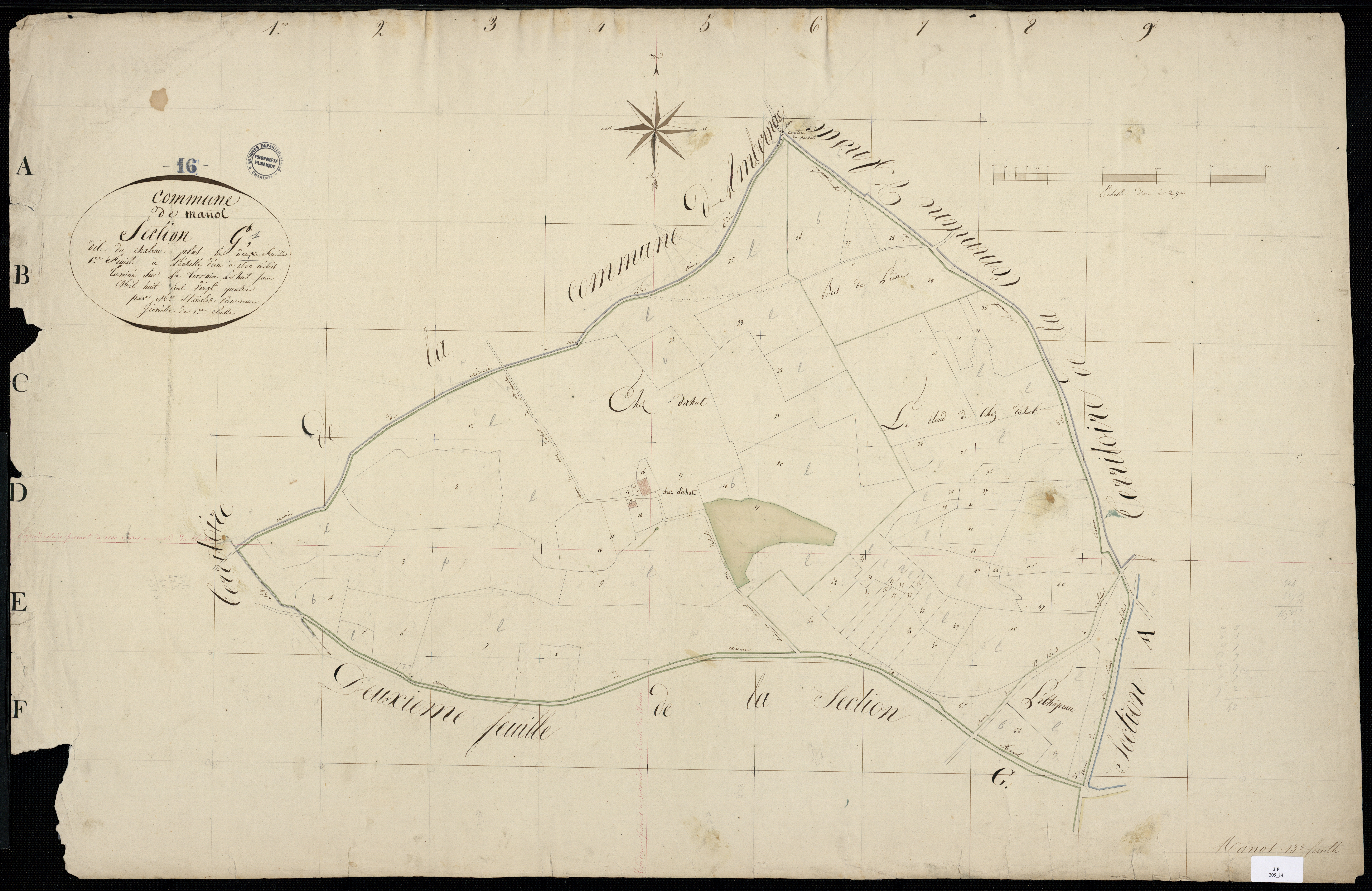 Manot - 3 P 25/14 - Section G dite du Château-Plas. Feuille 1.  | 1824