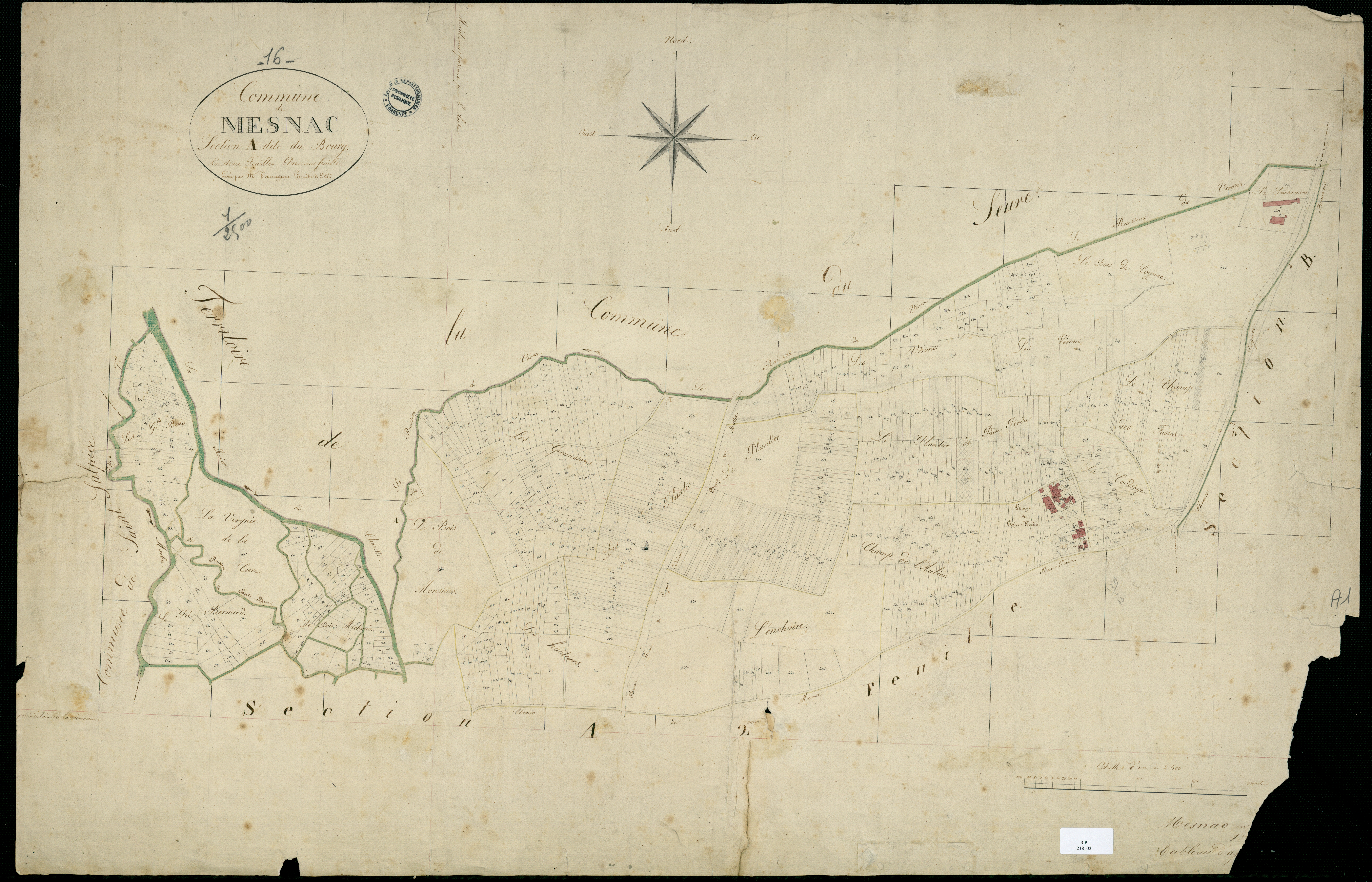 Mesnac - 3 P 218/2 - Section A dite du Bourg. Feuille 1.  | 1822