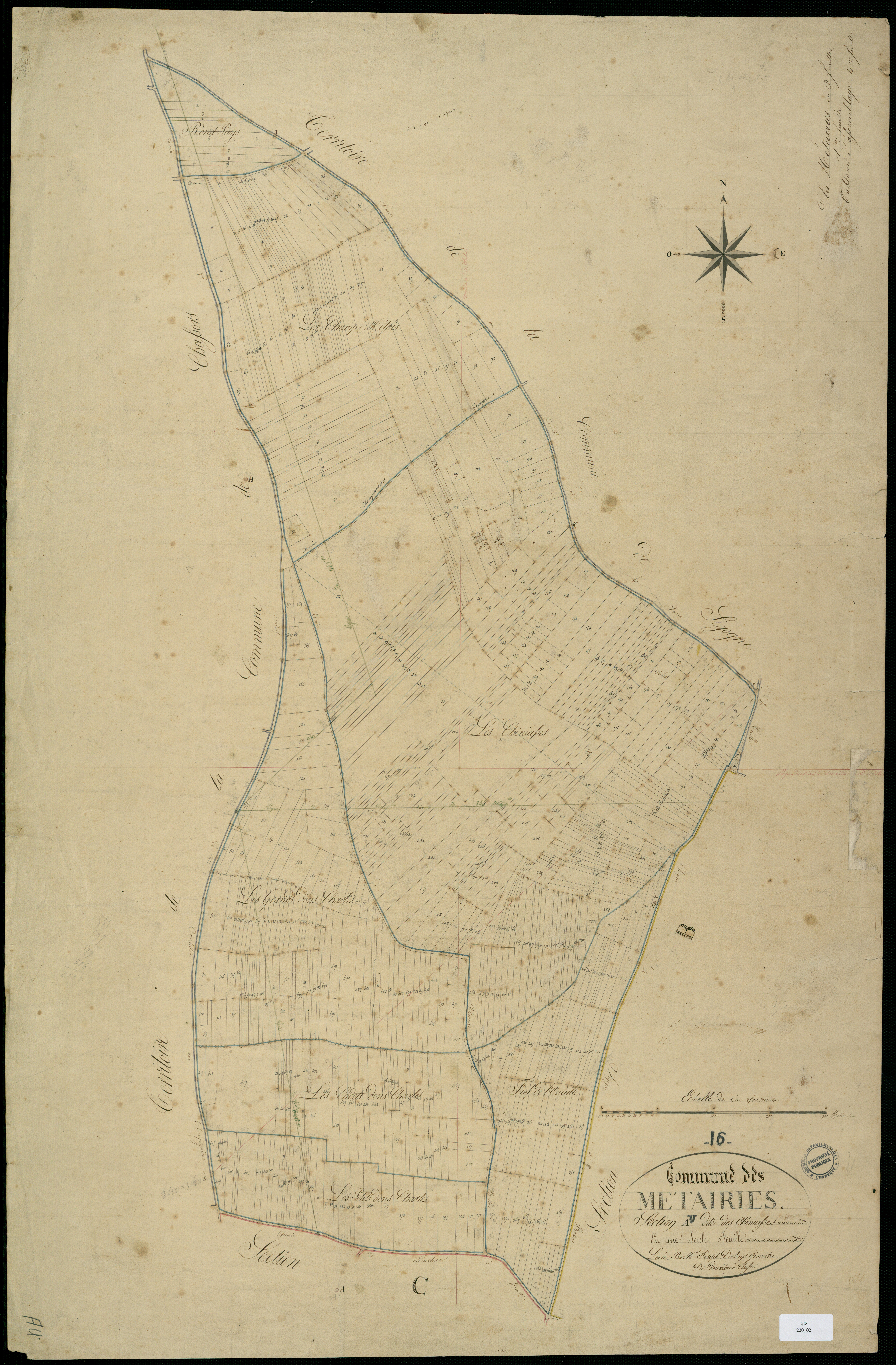 Métairies - 3 P 220/2 - Section A dite des Chêniasses. Feuille 1.  | 1829