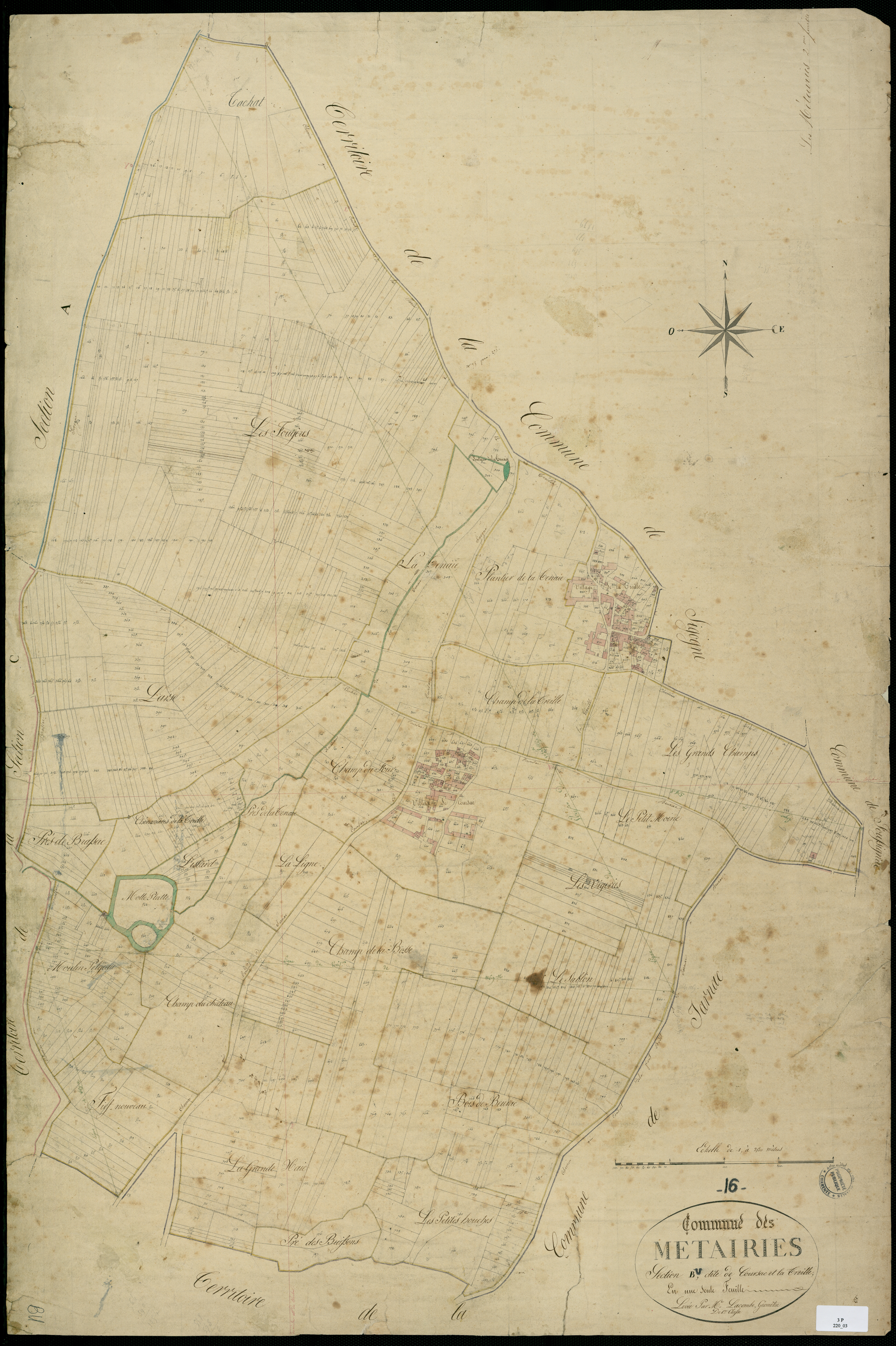 Métairies - 3 P 220/3 - Section B dite de Coursac et la Treille. Feuille 1.  | 1829