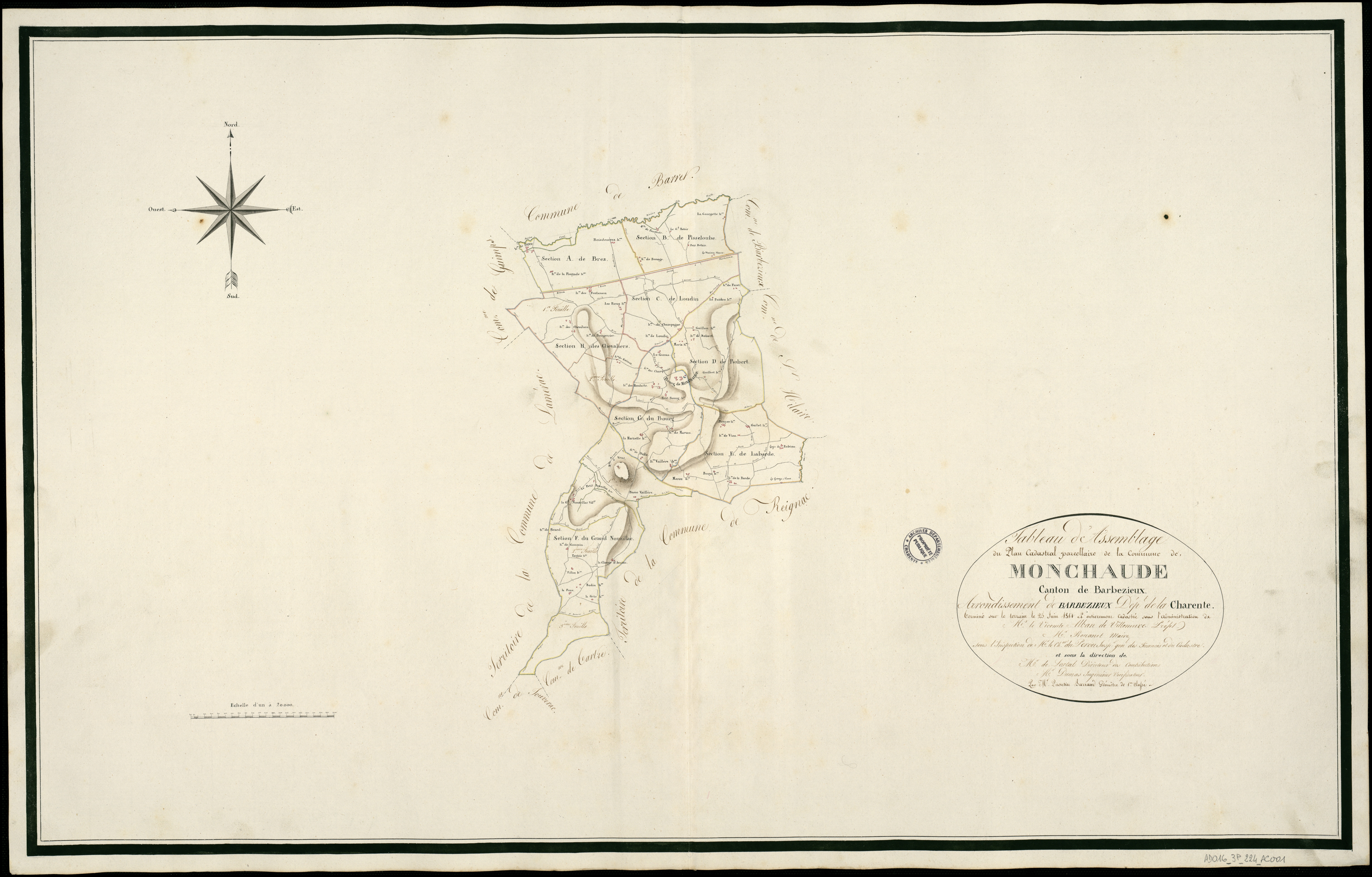 Montchaude - 3 P 224/AC1 - Tableau d'assemblage  | 1818