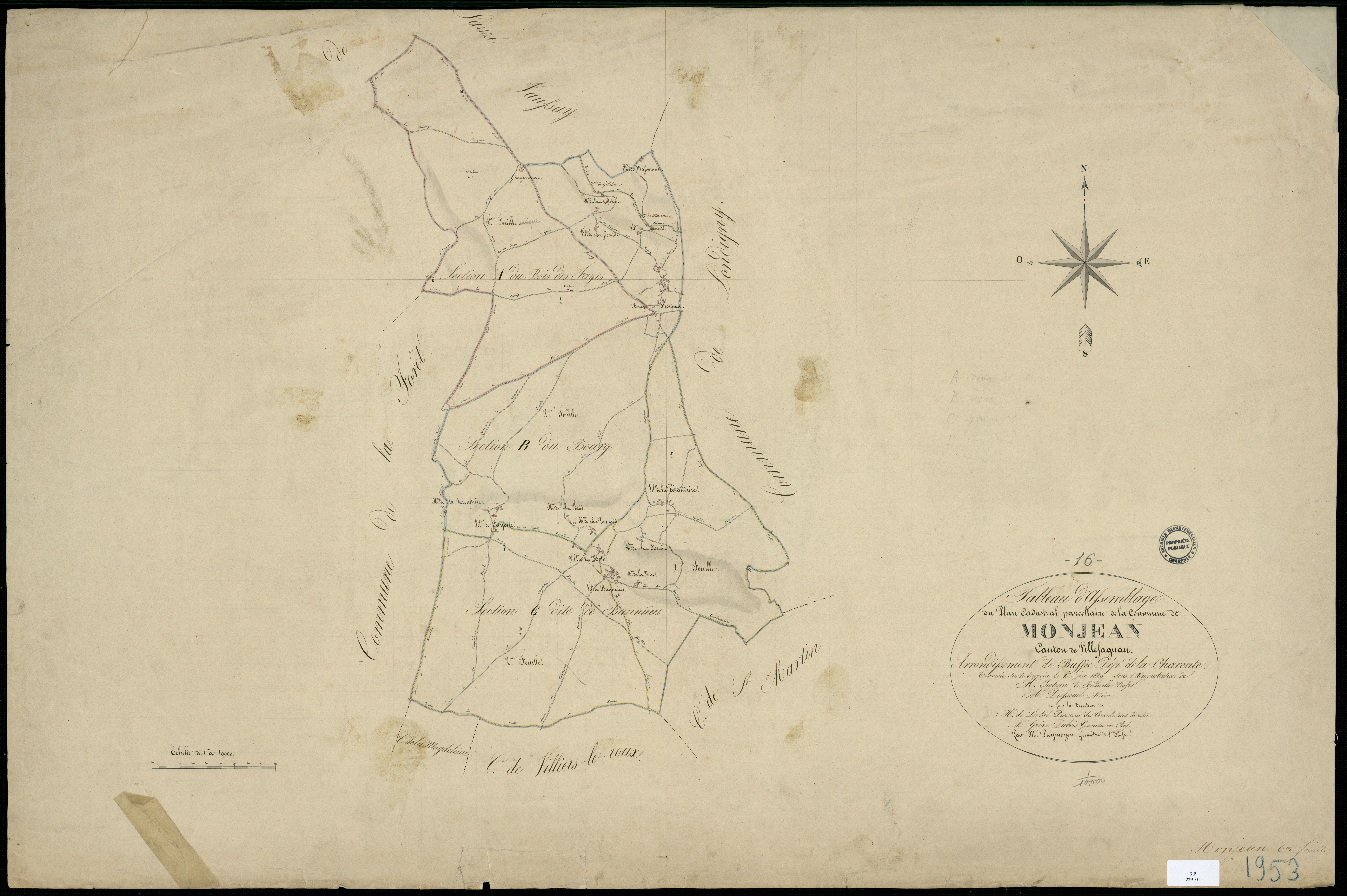 Montjean - 3 P 229/1 - Tableau d'assemblage.  | 1829