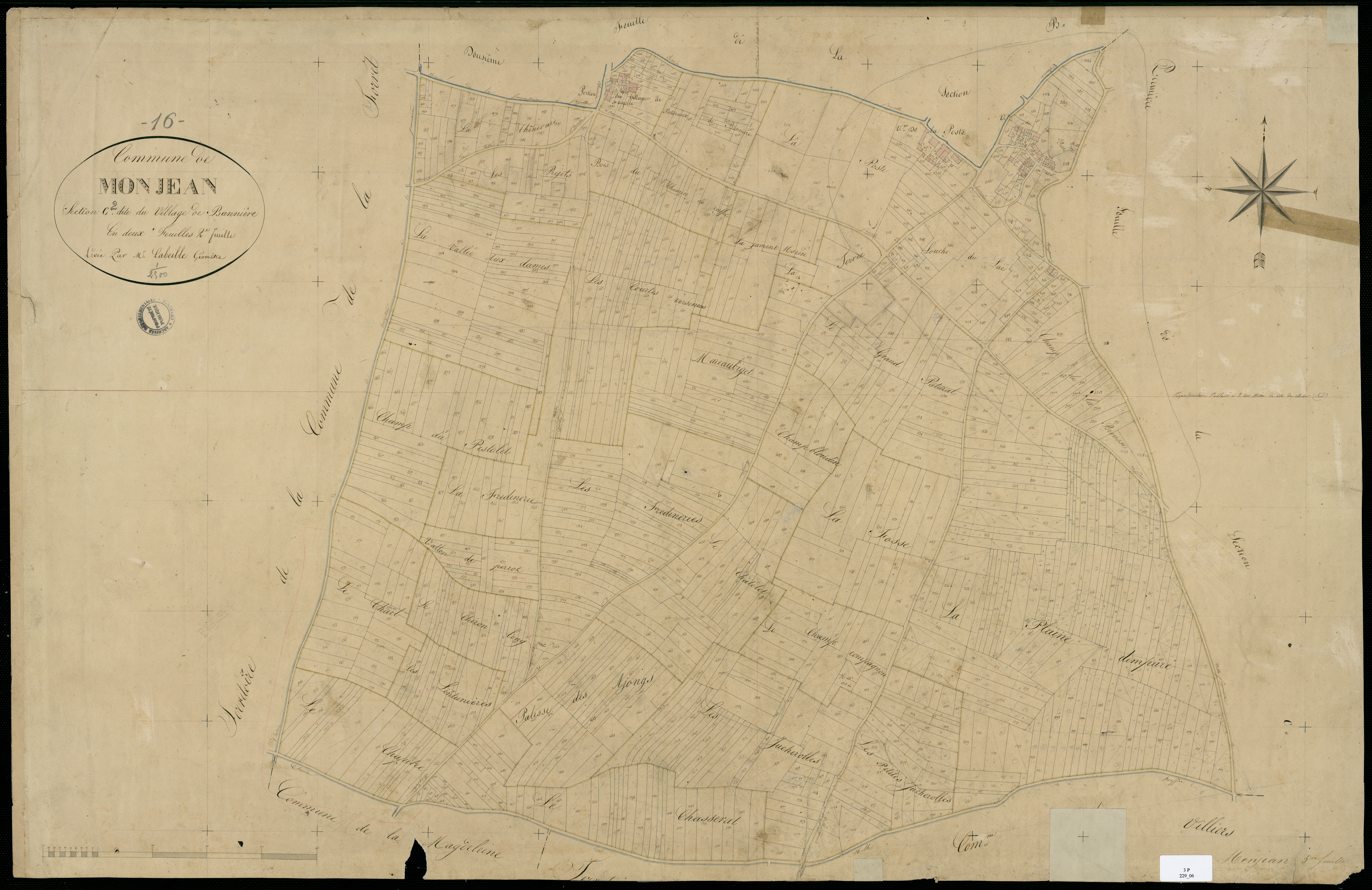 Montjean - 3 P 229/6 - Section C dite du village de Bannières. Feuille 2.  | 1829