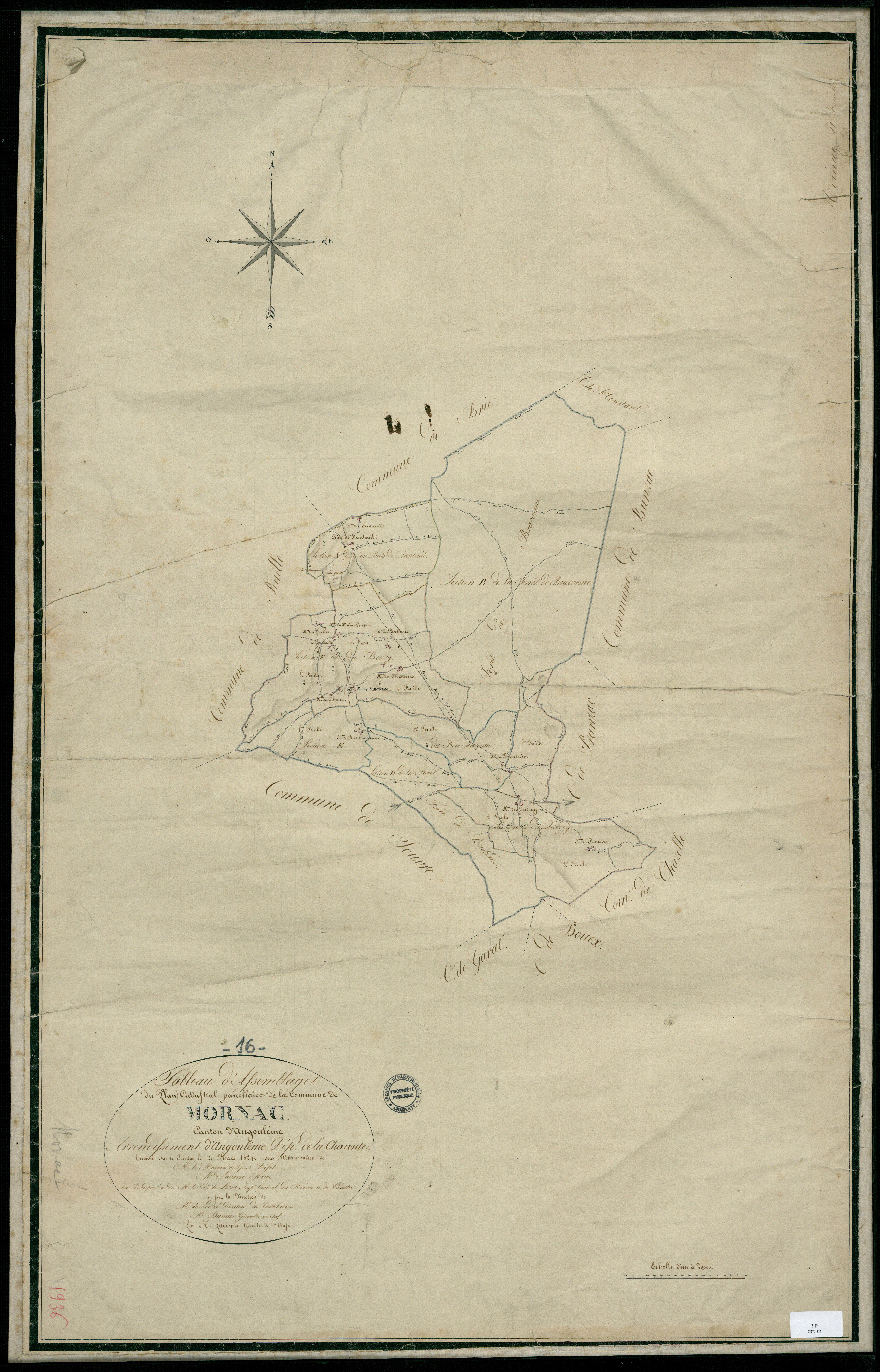Mornac - 3 P 232/1 - Tableau d'assemblage.  | 1824