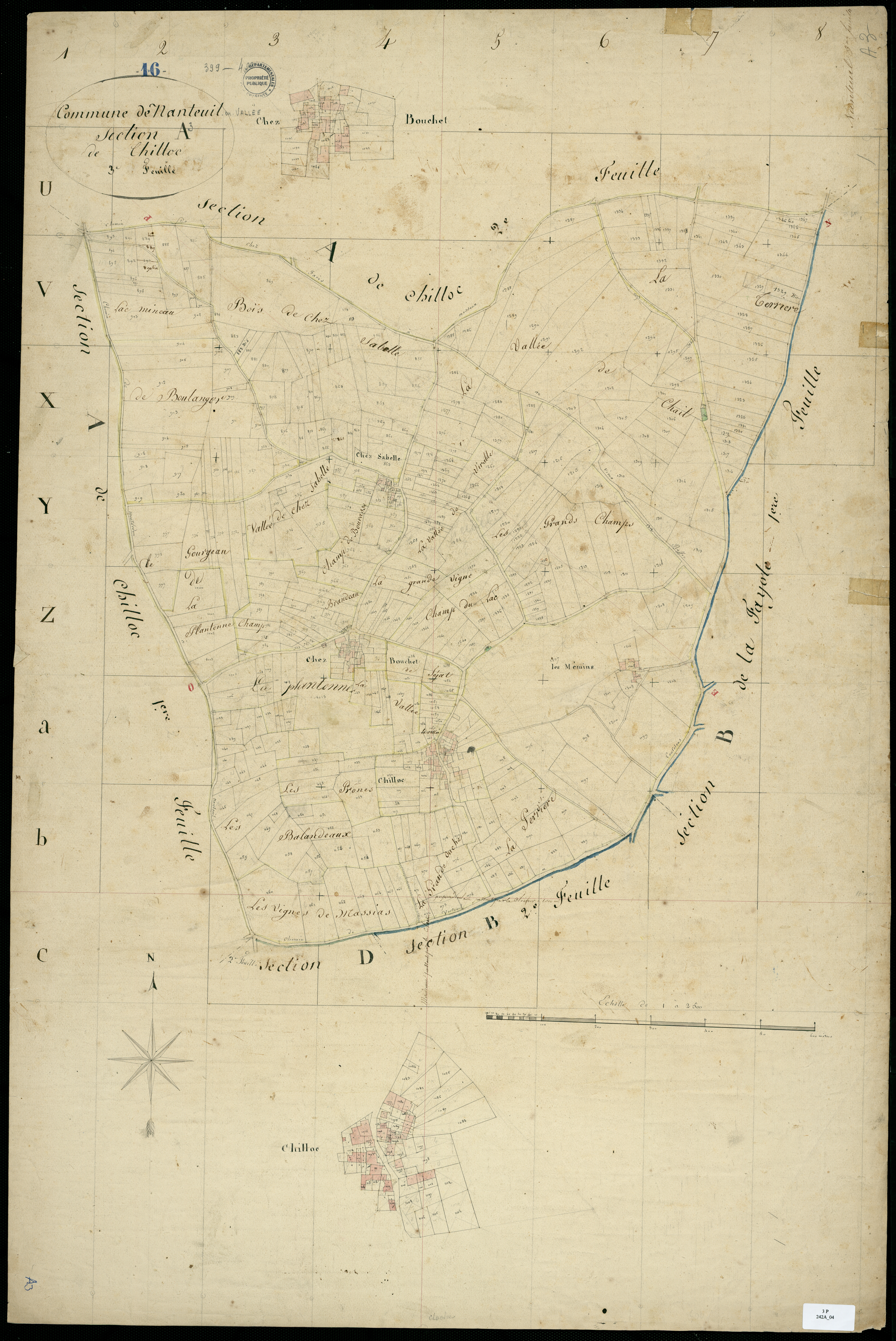 Nanteuil-en-Vallée - 3 P 242A/4 - Section A dite de Chillac. Feuille 3.  | 1819