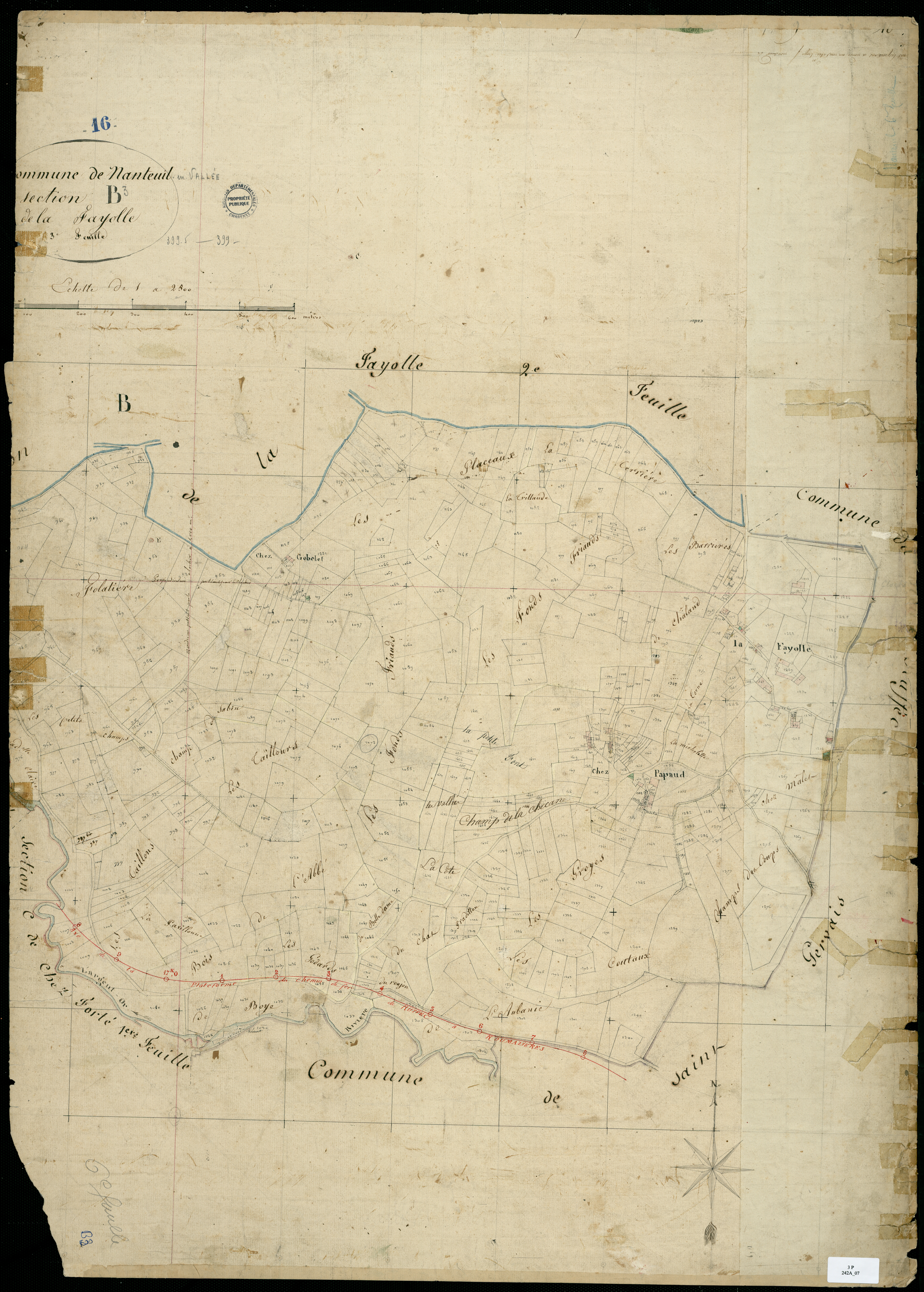 Nanteuil-en-Vallée - 3 P 242A/7 - Section B dite de Fayolle. Feuille 3.  | 1819
