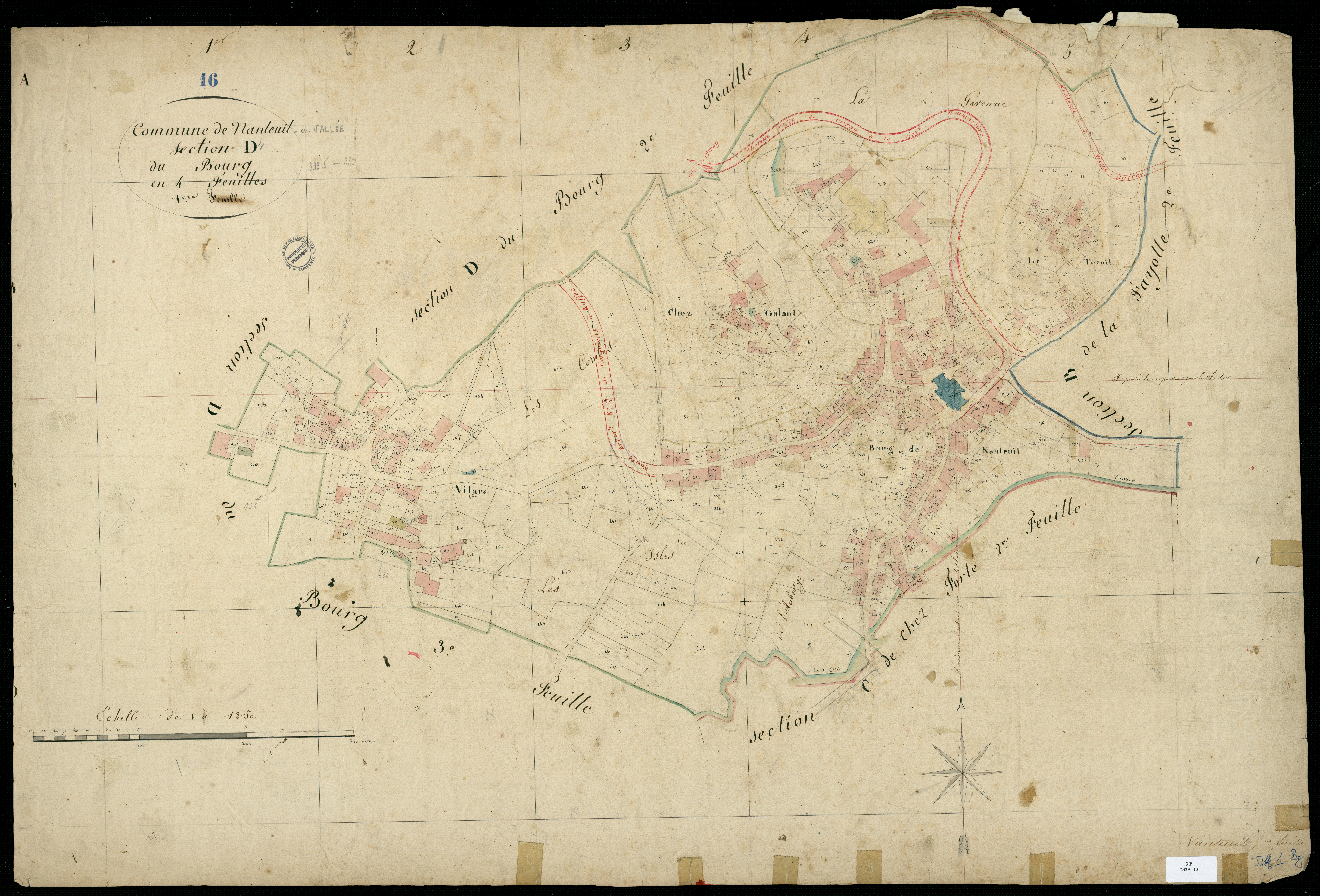 Nanteuil-en-Vallée - 3 P 242A/10 - Section D dite du Bourg. Feuille 1.  | 1819