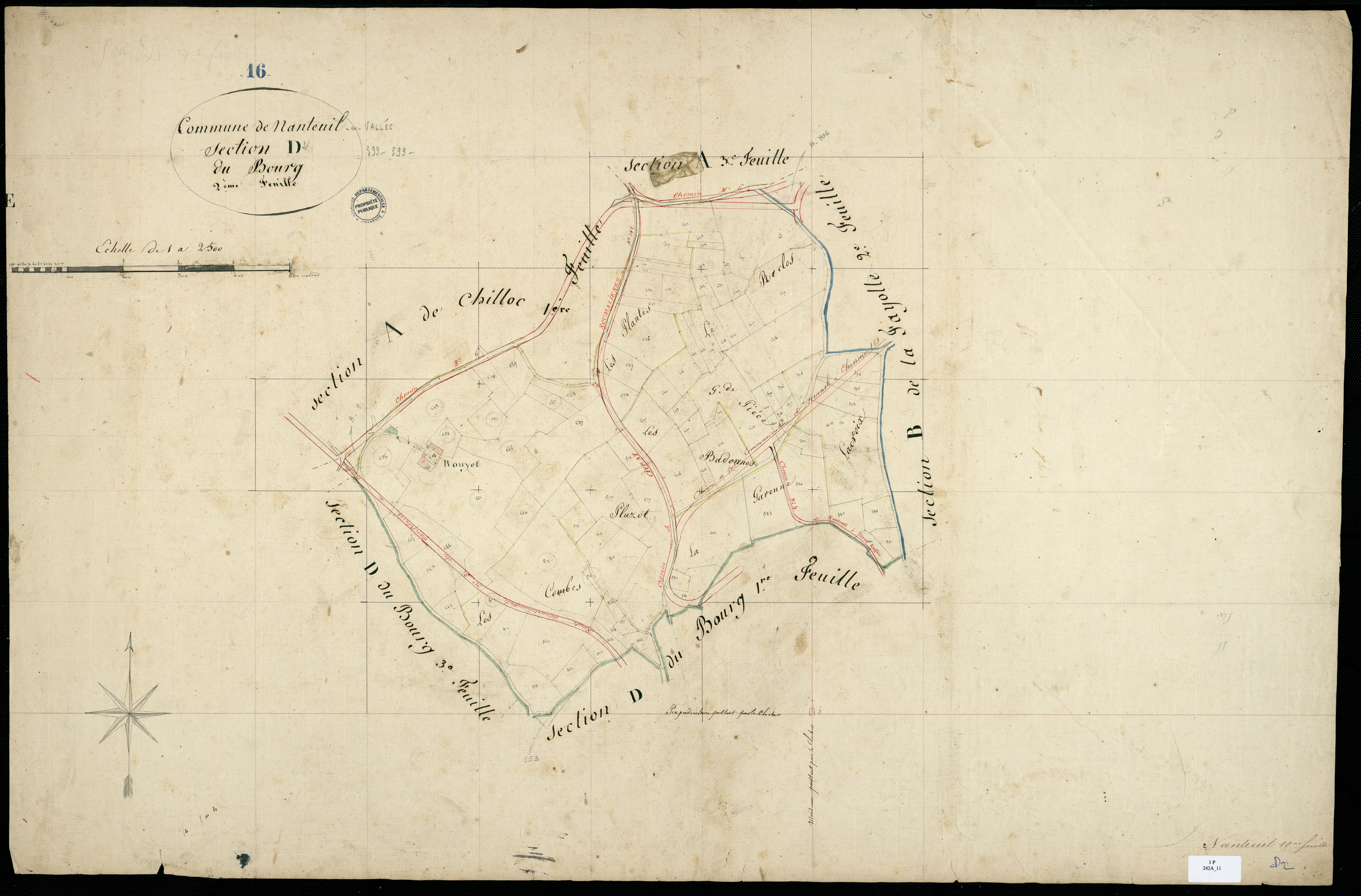 Nanteuil-en-Vallée - 3 P 242A/11 - Section D dite du Bourg. Feuille 2.  | 1819