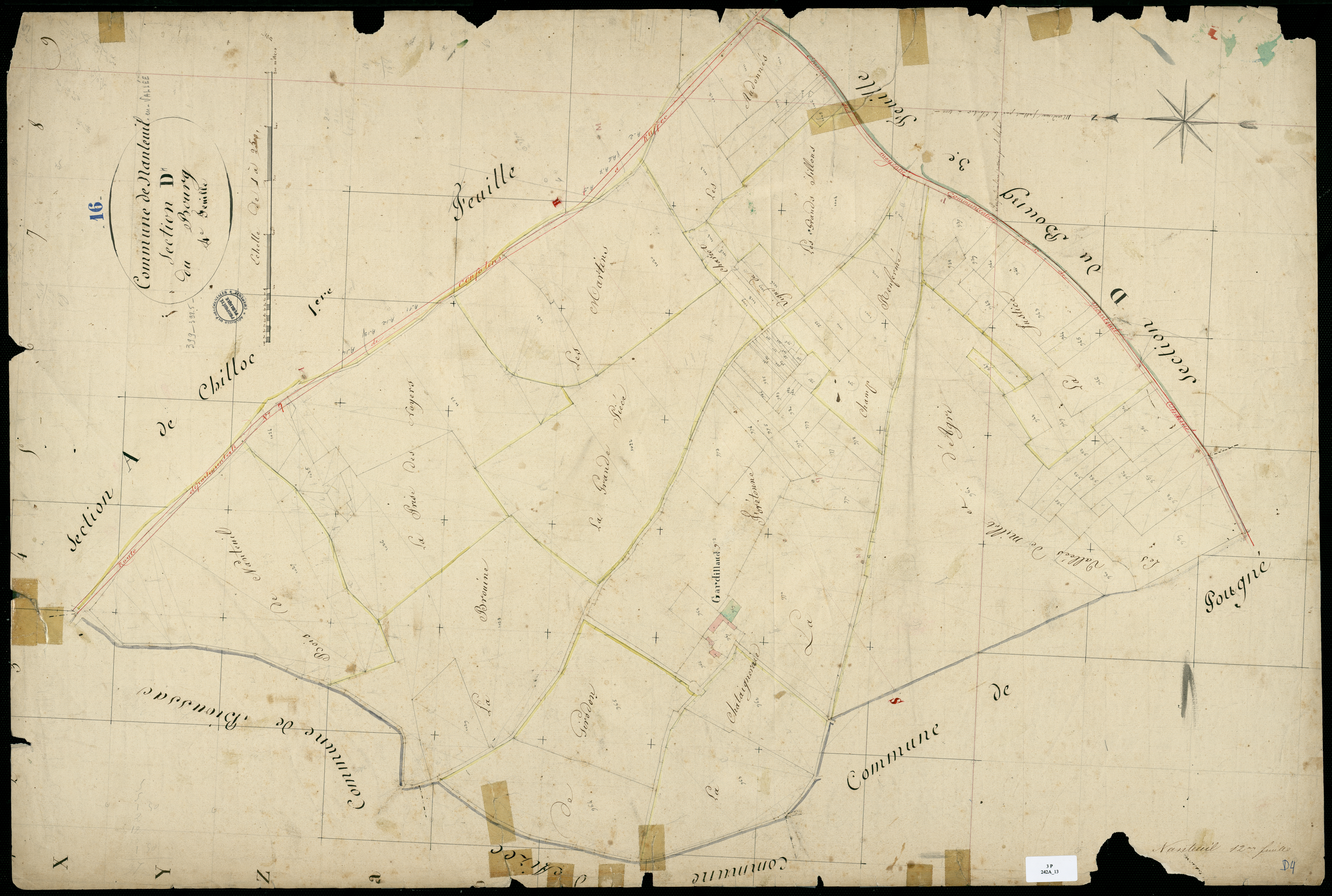 Nanteuil-en-Vallée - 3 P 242A/13 - Section D dite du Bourg. Feuille 4.  | 1819