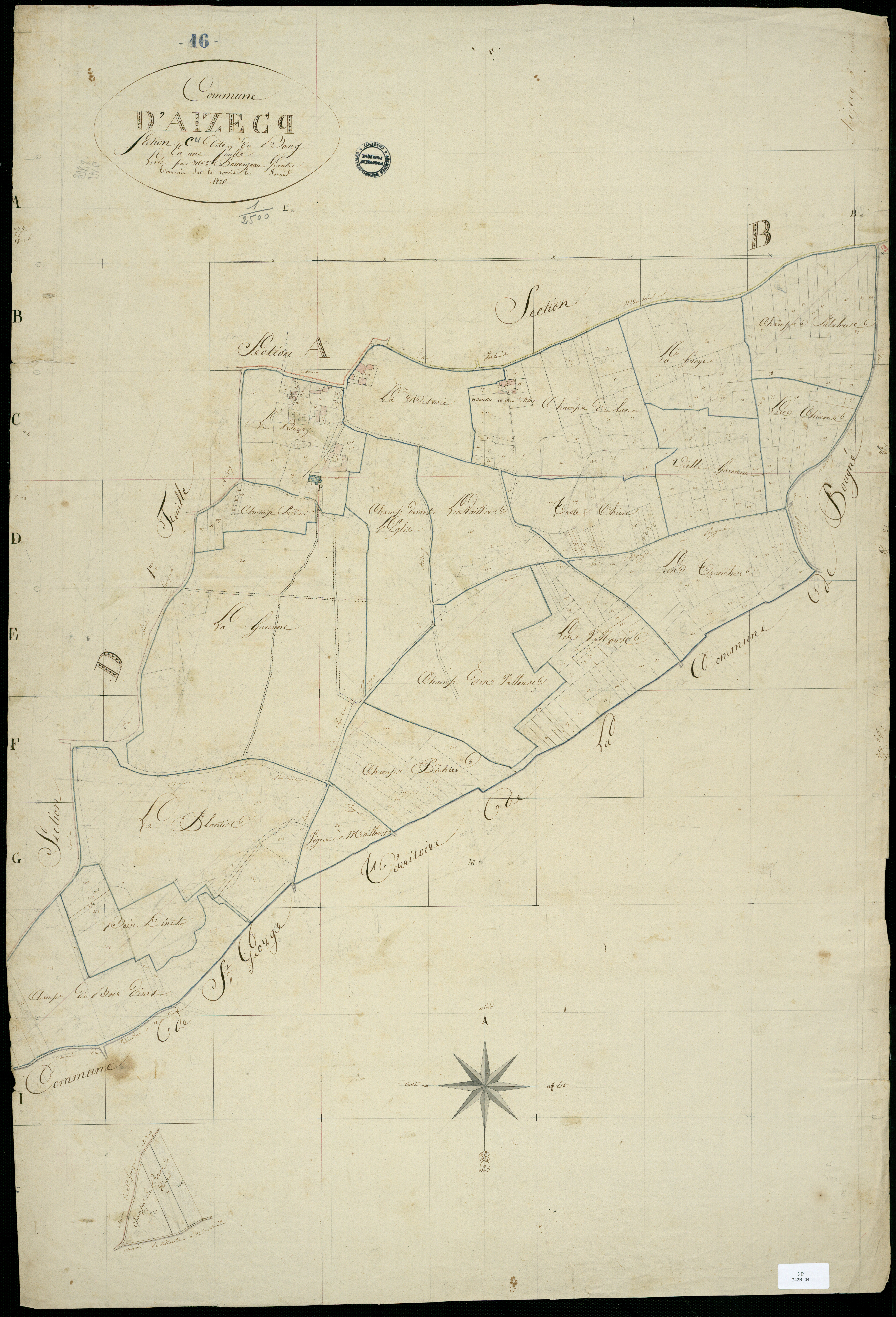 Nanteuil-en-Vallée - 3 P 242B/4 - Section C dite du Bourg. Feuille 1.  | 1820