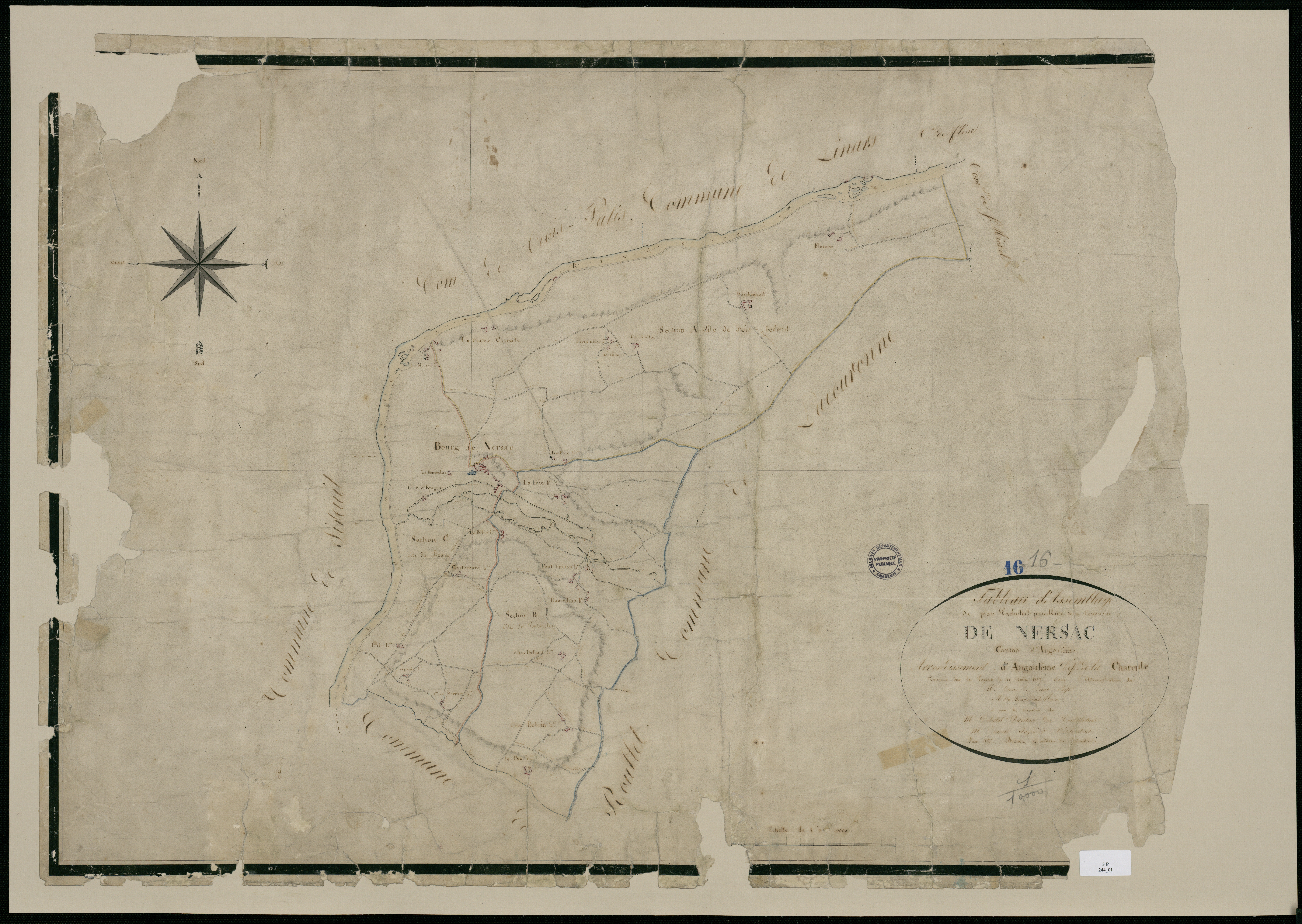 Nersac - 3 P 244/1 - Tableau d'assemblage.  | 1817