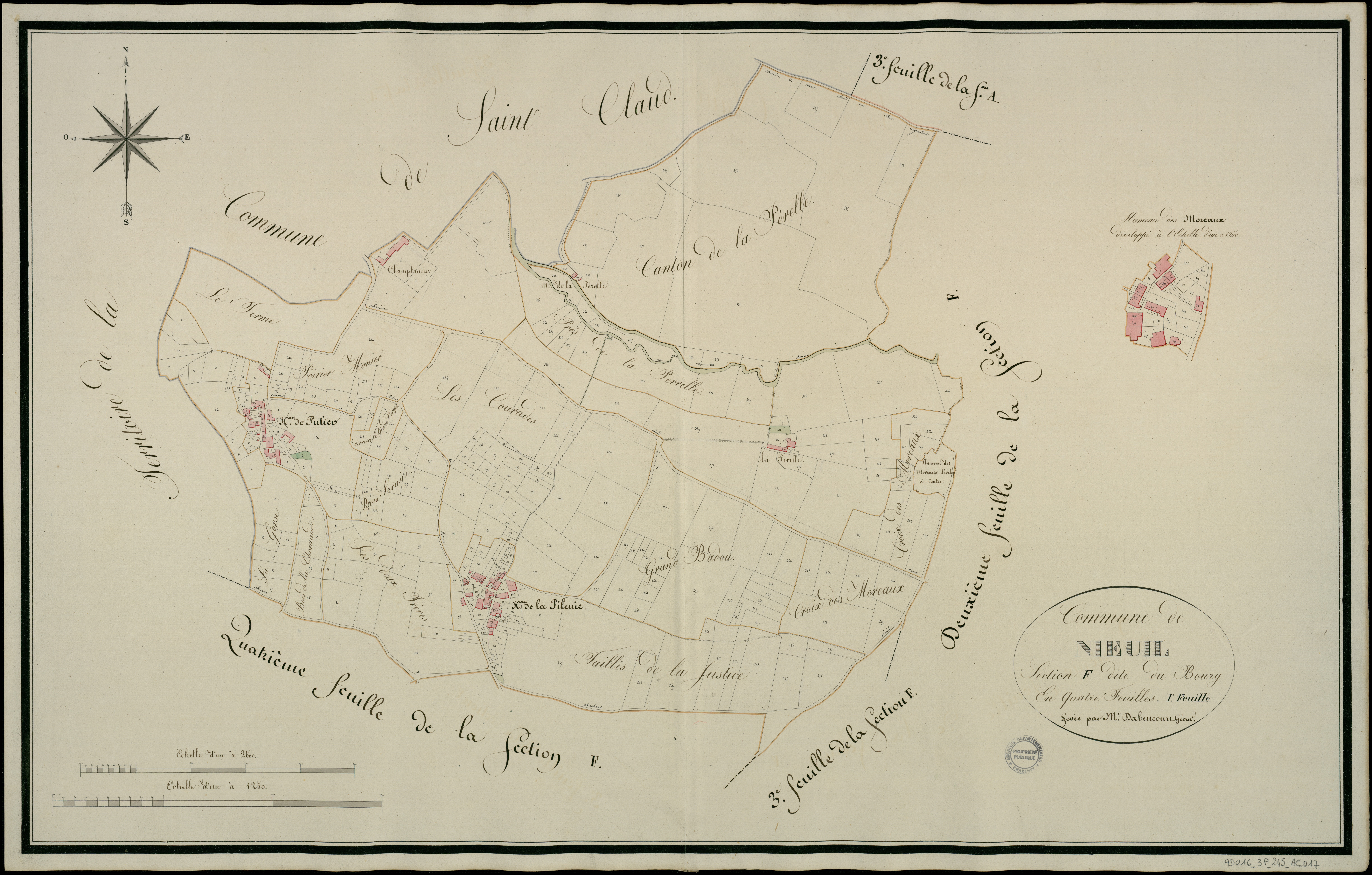 Nieuil - 3 P 245/AC17 - Section F dite du Bourg  | 1819