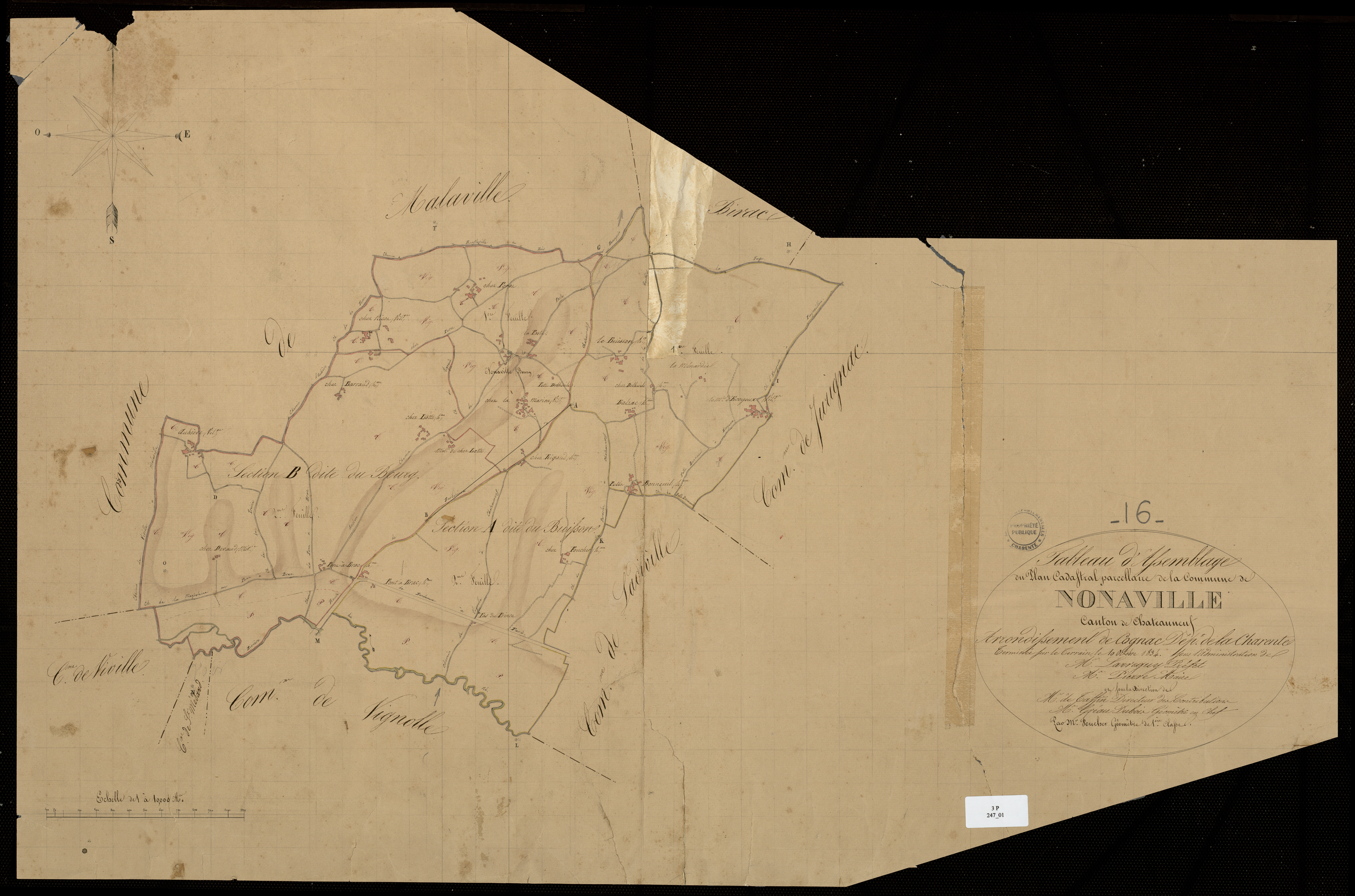 Nonaville - 3 P 247/1 - Tableau d'assemblage.  | 1834