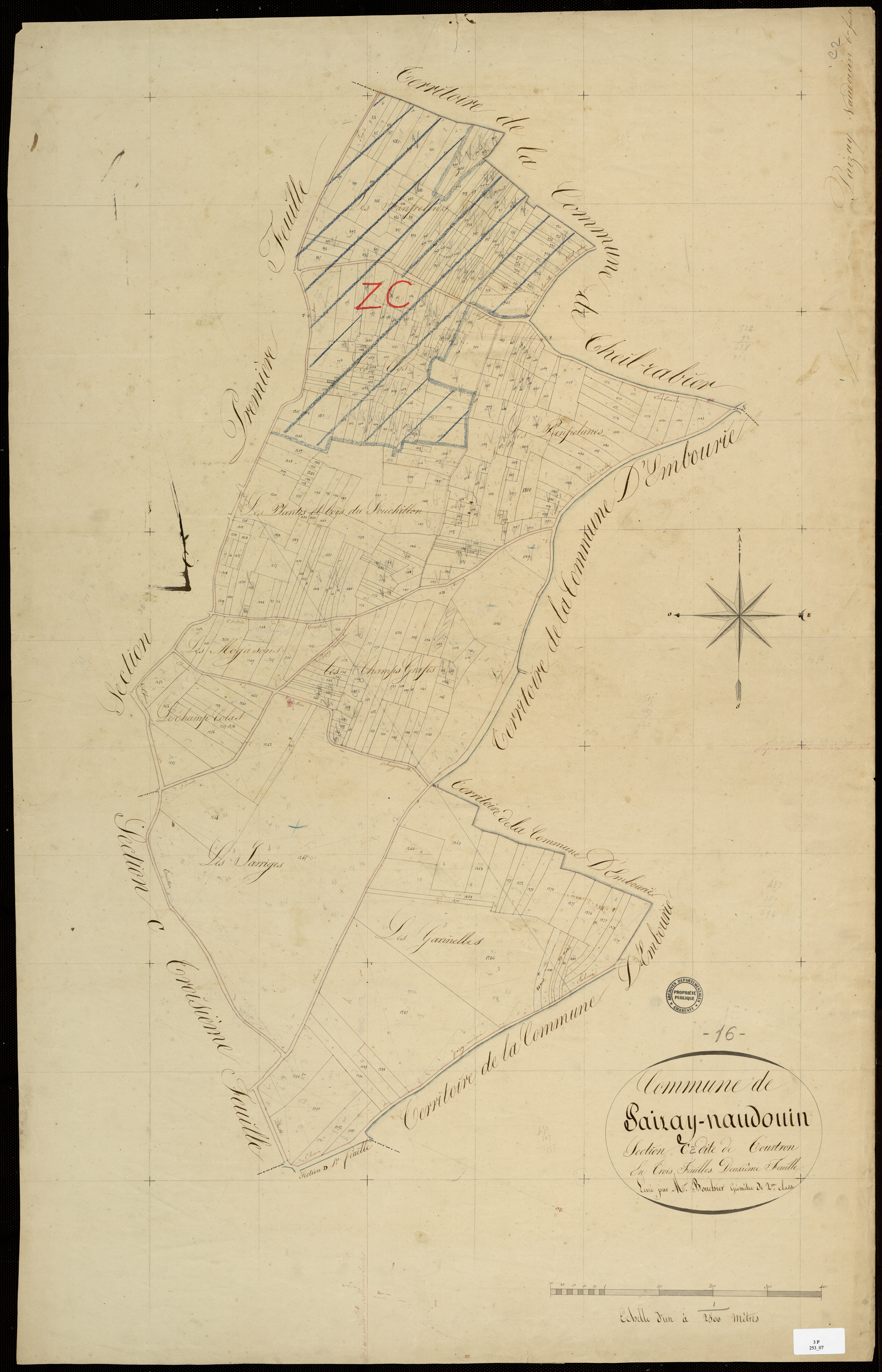 Paizay-Naudouin-Embourie - 3 P 253/7 - Section C dite de chez Tourtron. Feuille 2.  | 1829