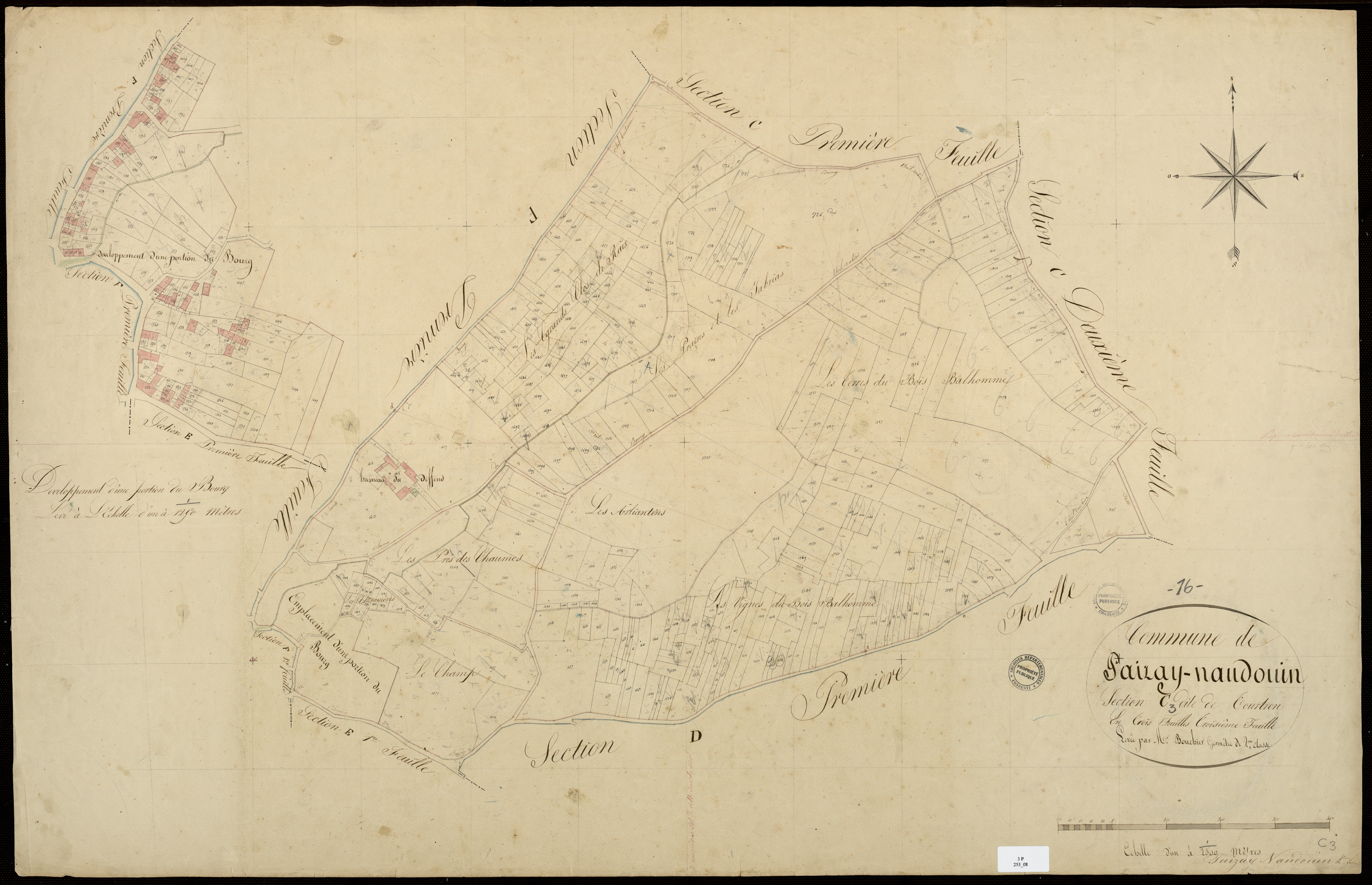 Paizay-Naudouin-Embourie - 3 P 253/8 - Section C dite de chez Tourtron. Feuille 3.  | 1829