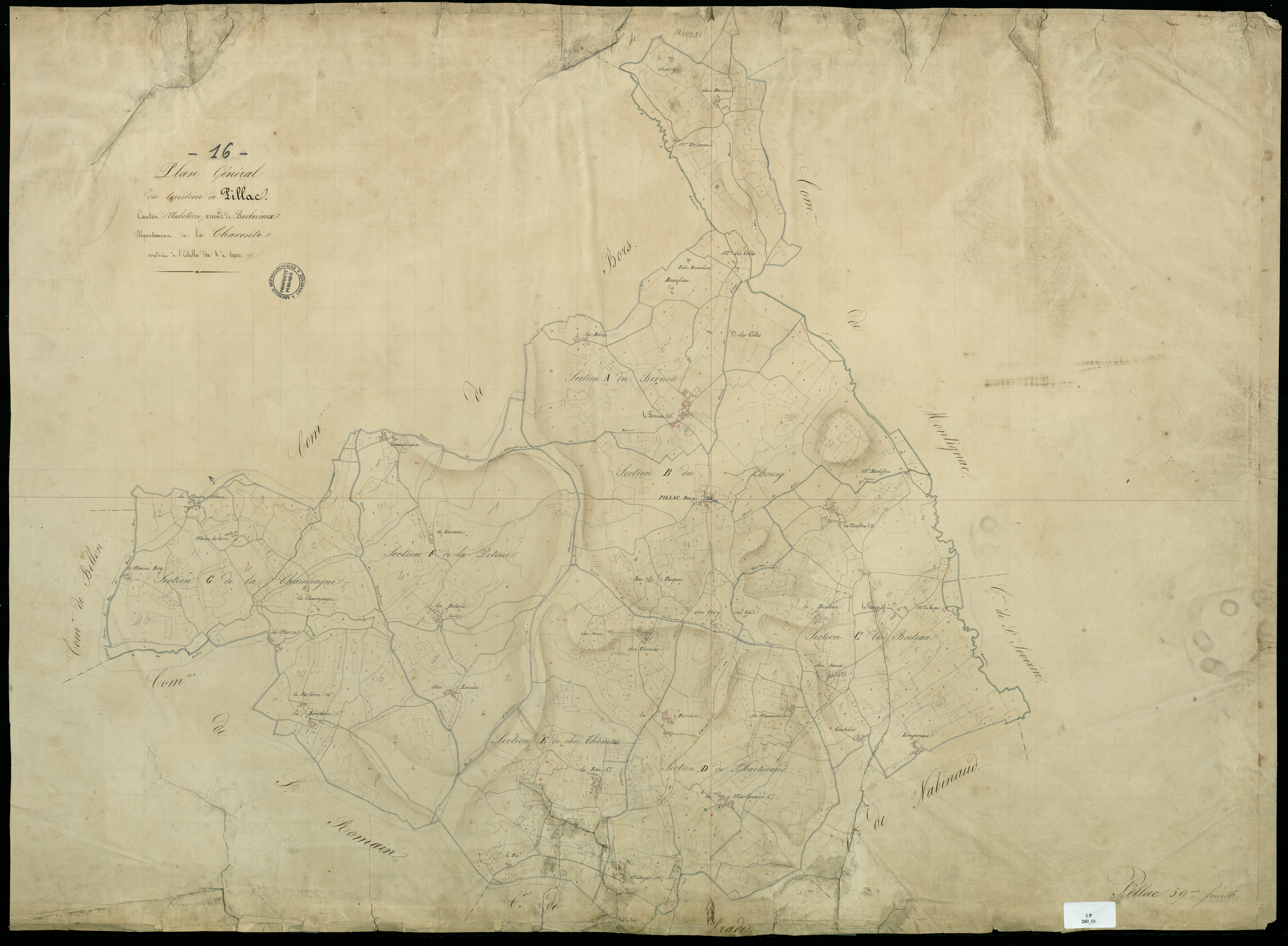 Pillac - 3 P 260/1 - Section Plan général.  | 1838