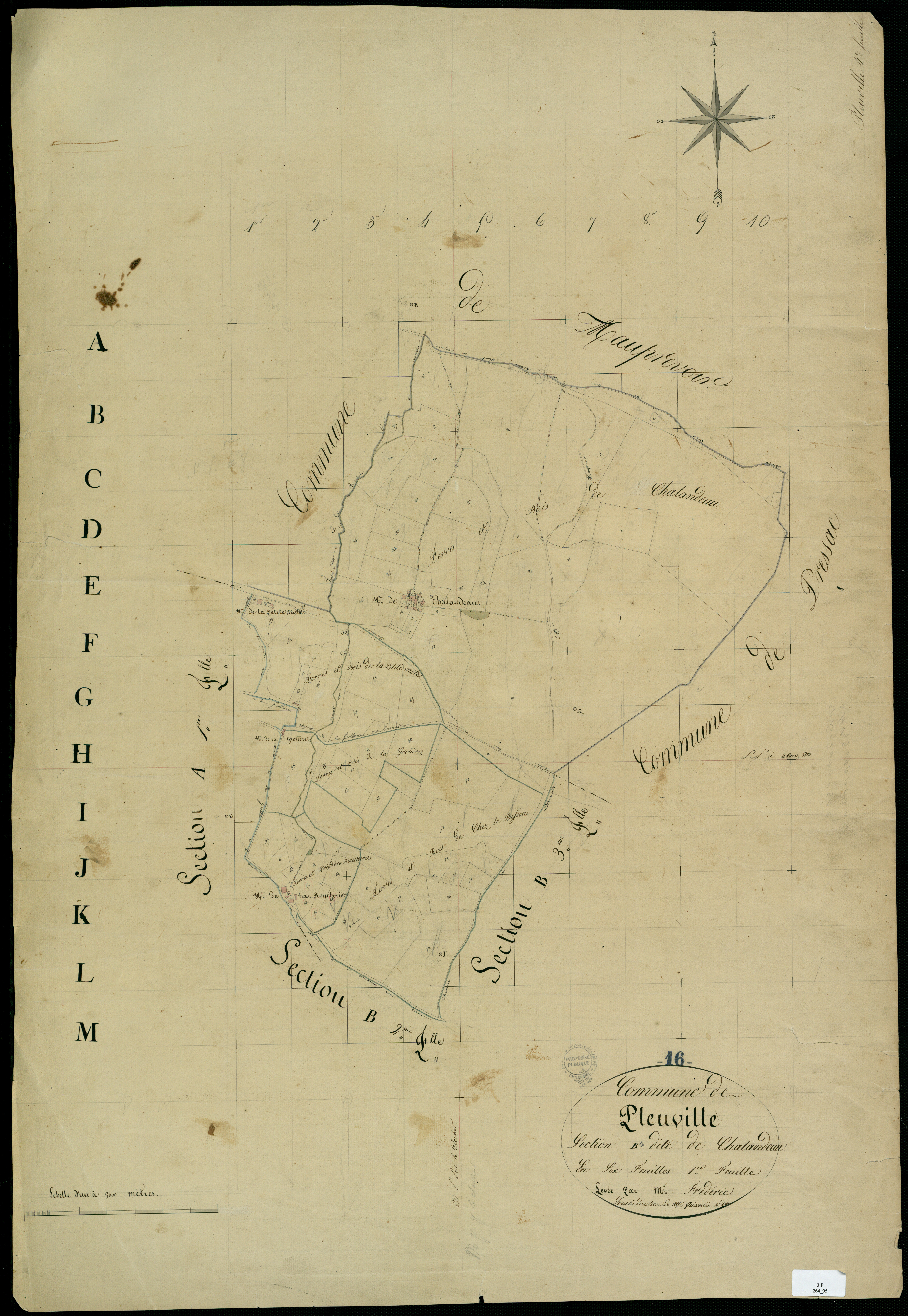 Pleuville - 3 P 264/5 - Section B dite de Chalandeau. Feuille 1.  | 1825
