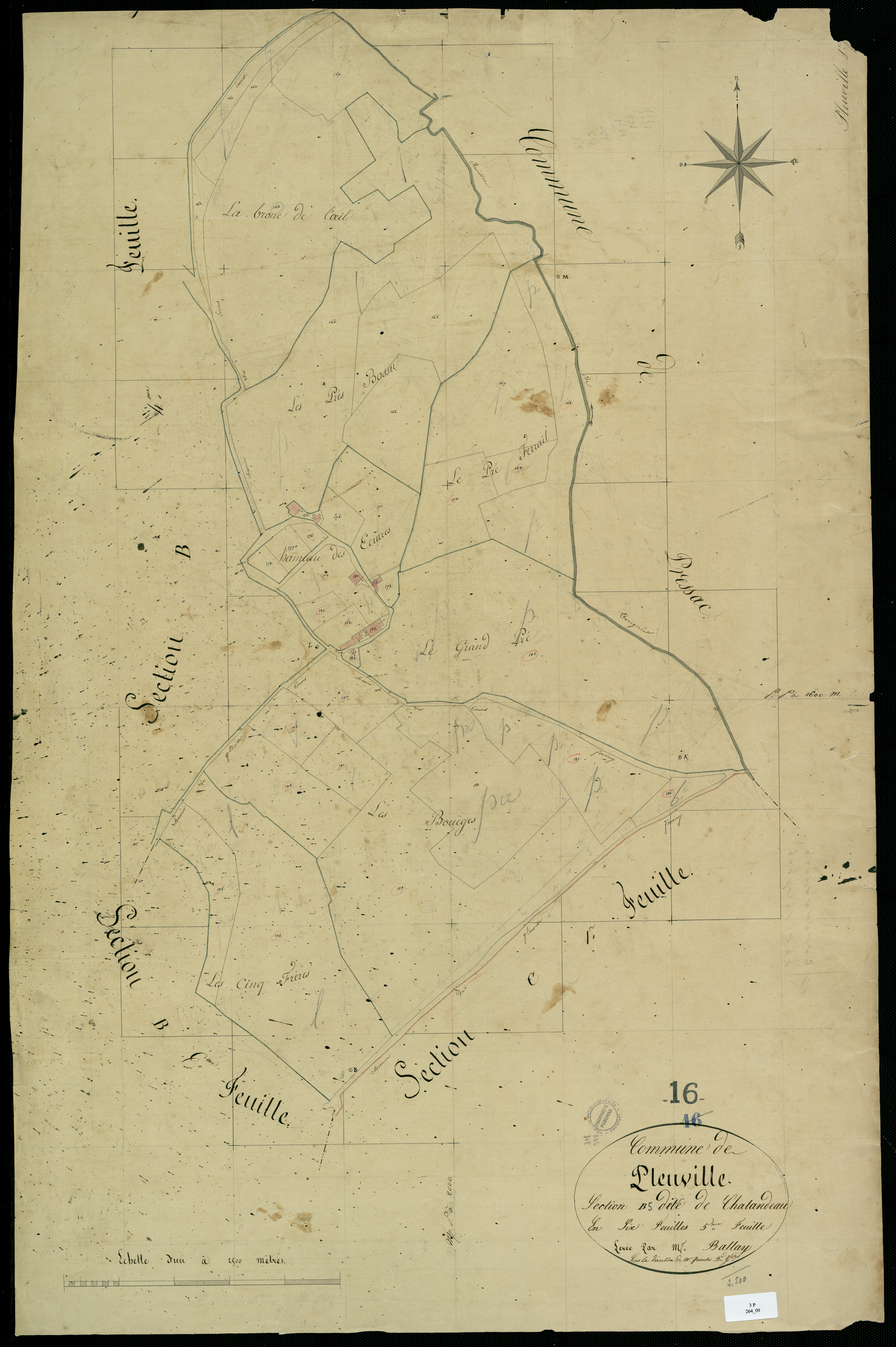 Pleuville - 3 P 264/9 - Section B dite de Chalandeau. Feuille 5.  | 1825