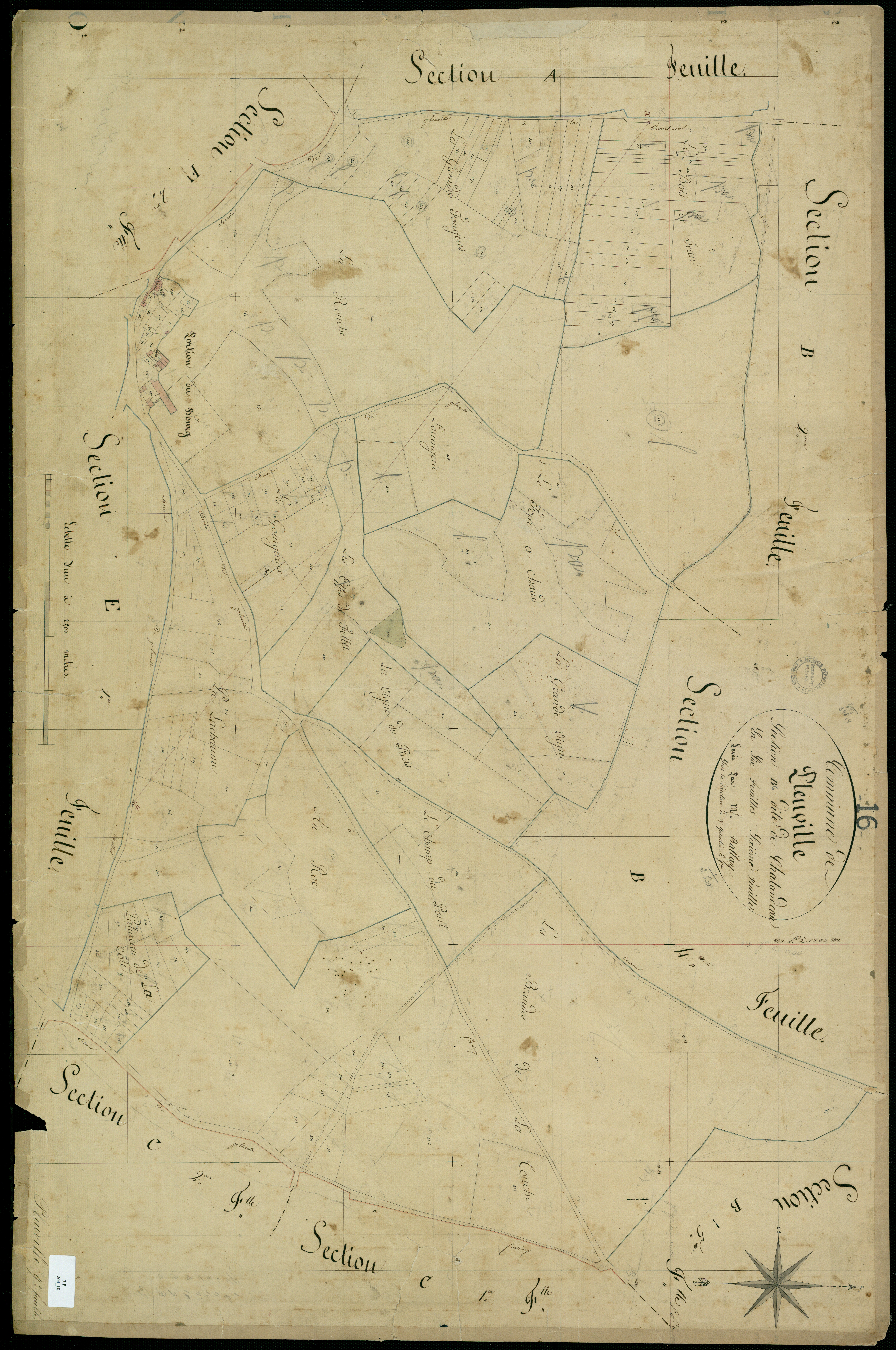 Pleuville - 3 P 264/10 - Section B dite de Chalandeau. Feuille 6.  | 1825