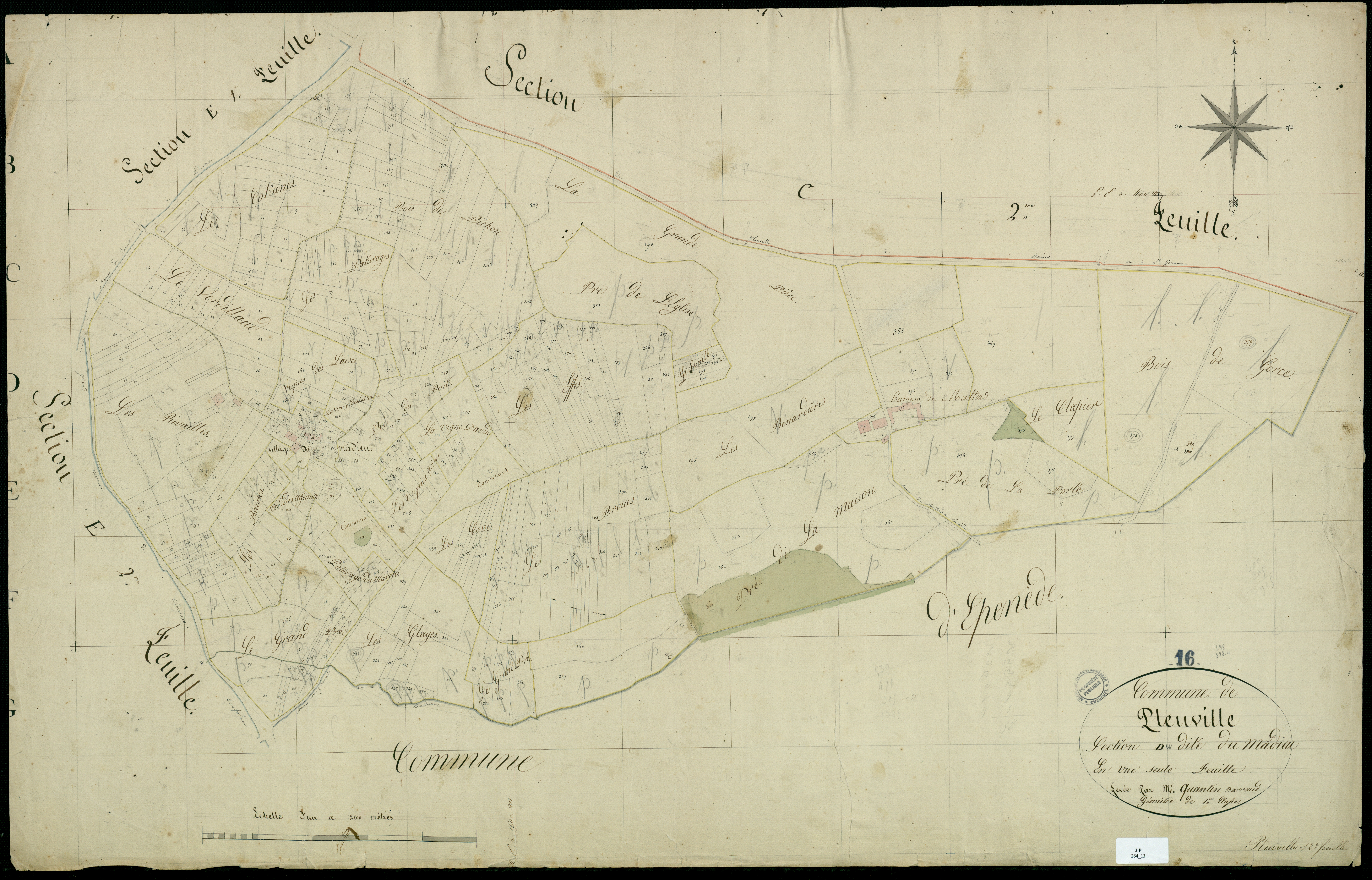 Pleuville - 3 P 264/13 - Section D dite du Madieu. Feuille 1.  | 1825