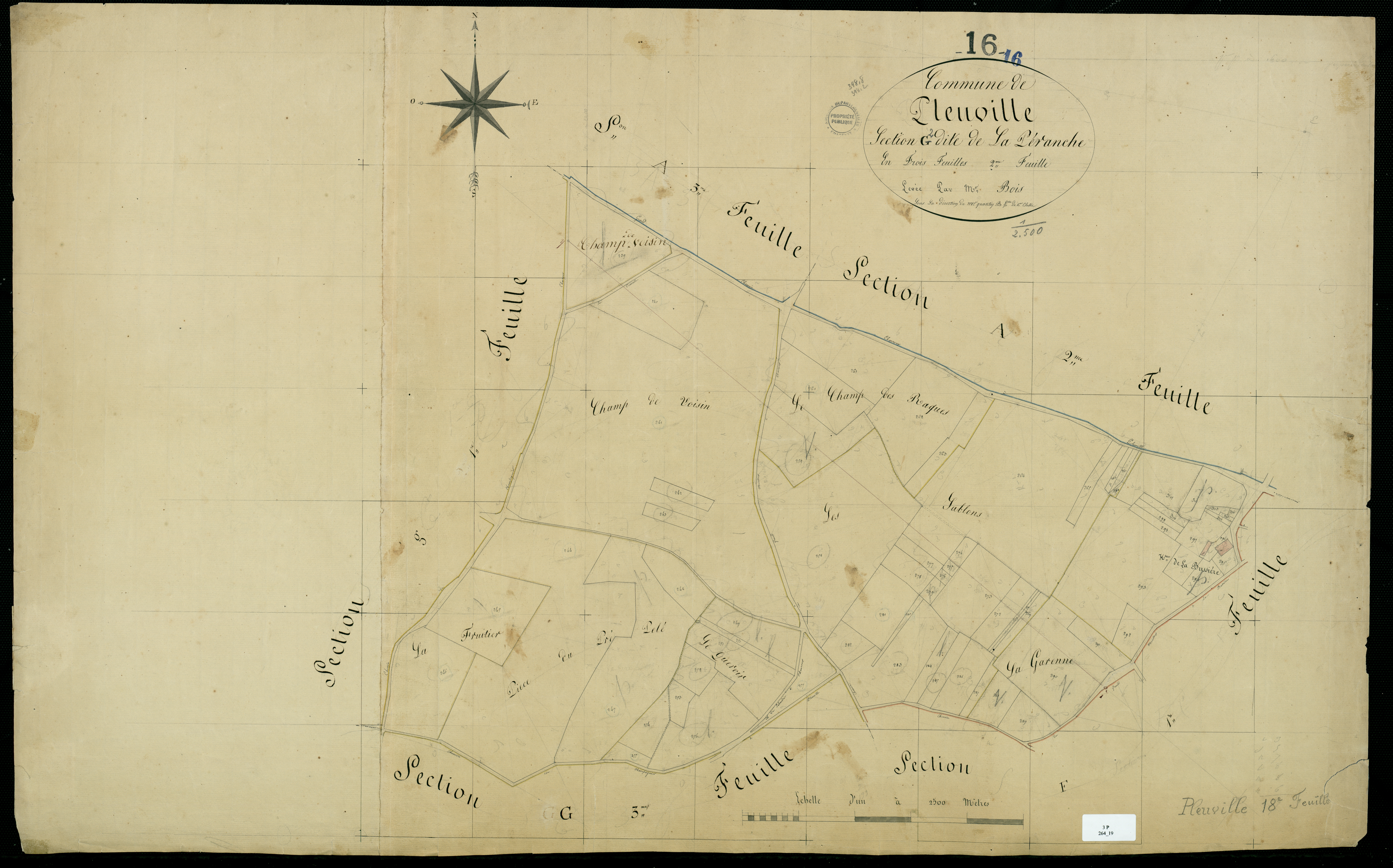 Pleuville - 3 P 264/19 - Section G dite de la Péranche. Feuille 2.  | 1825