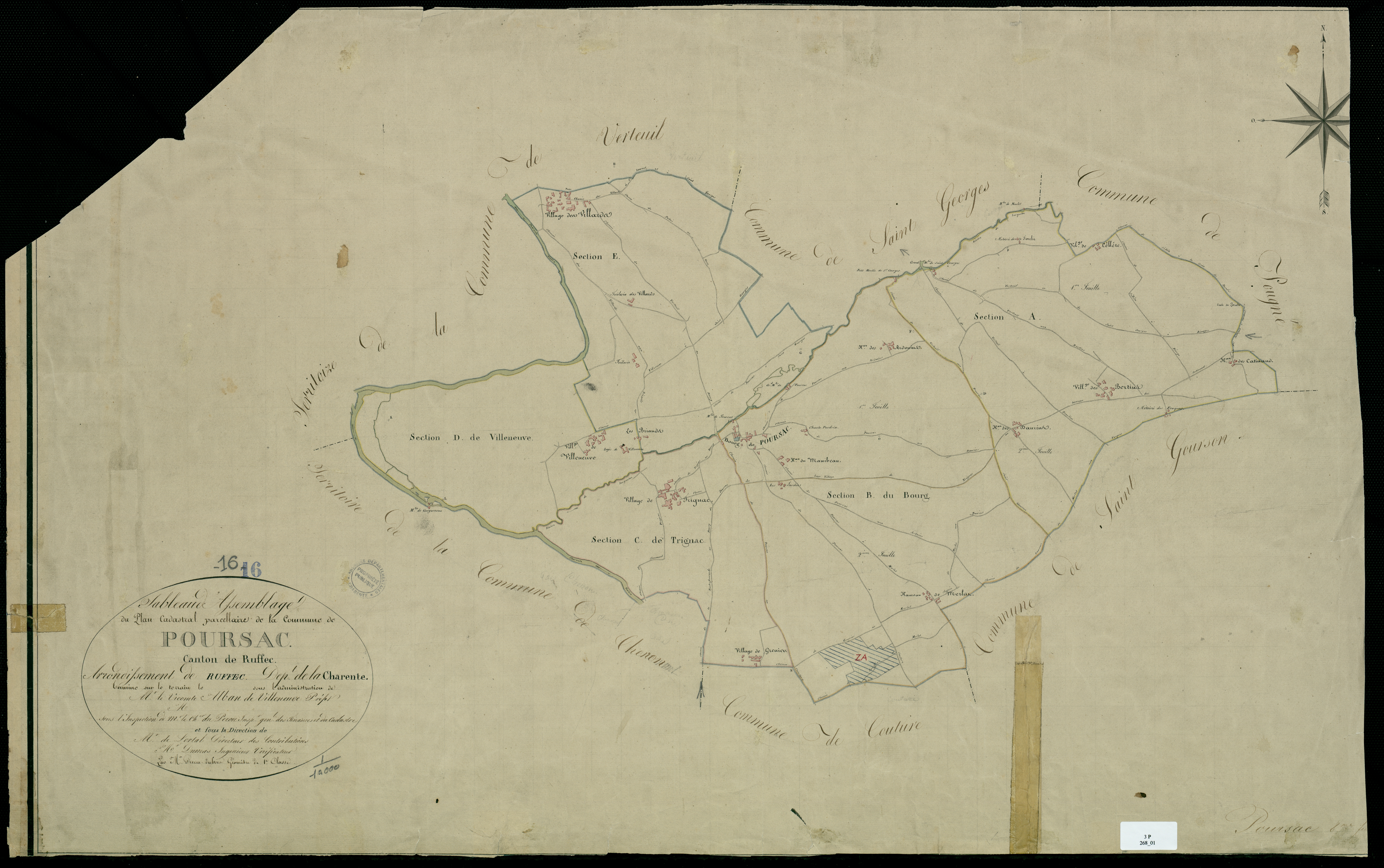 Poursac - 3 P 268/1 - Tableau d'assemblage.  | 1817