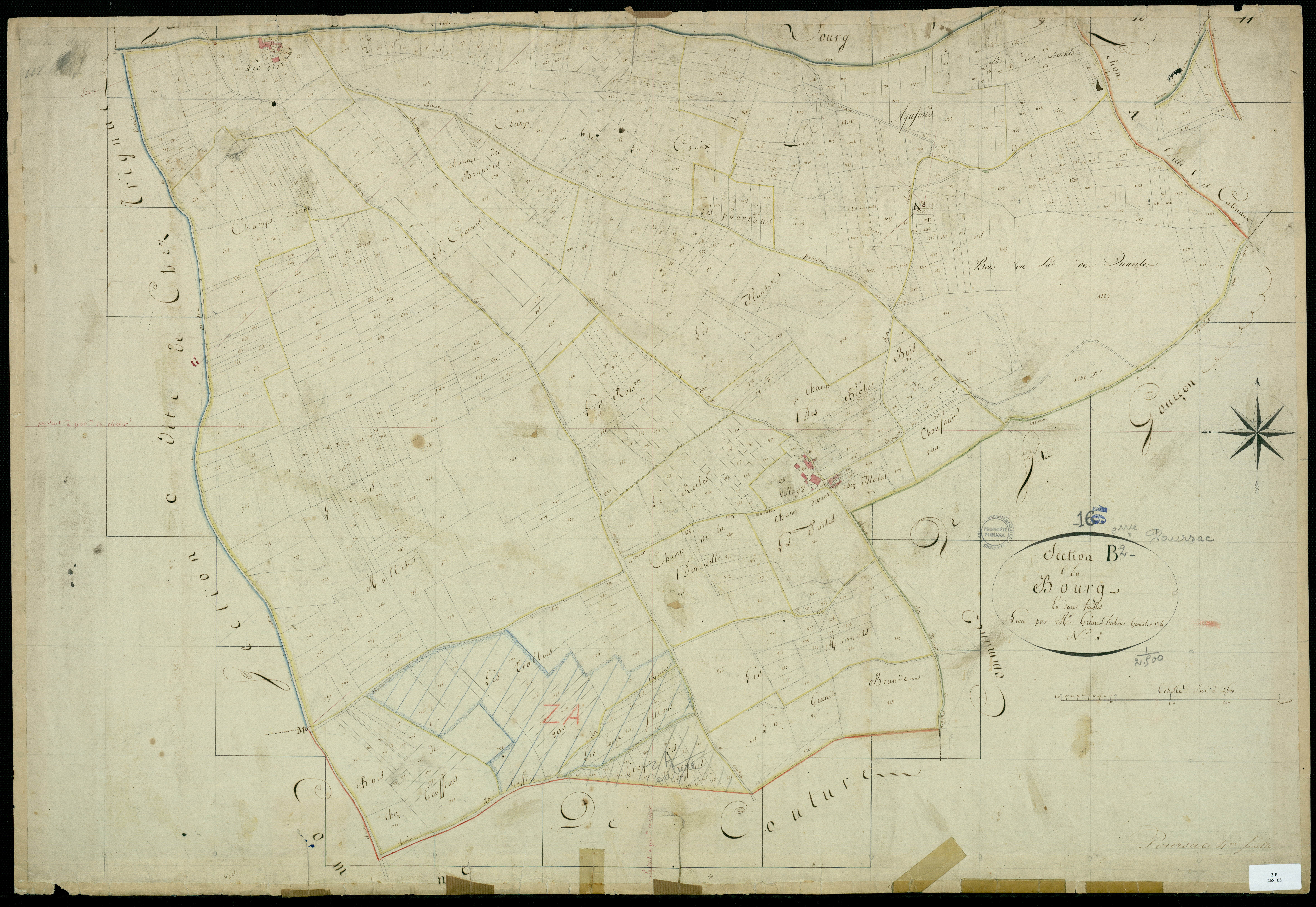 Poursac - 3 P 268/5 - Section B dite du Bourg. Feuille 2.  | 1817