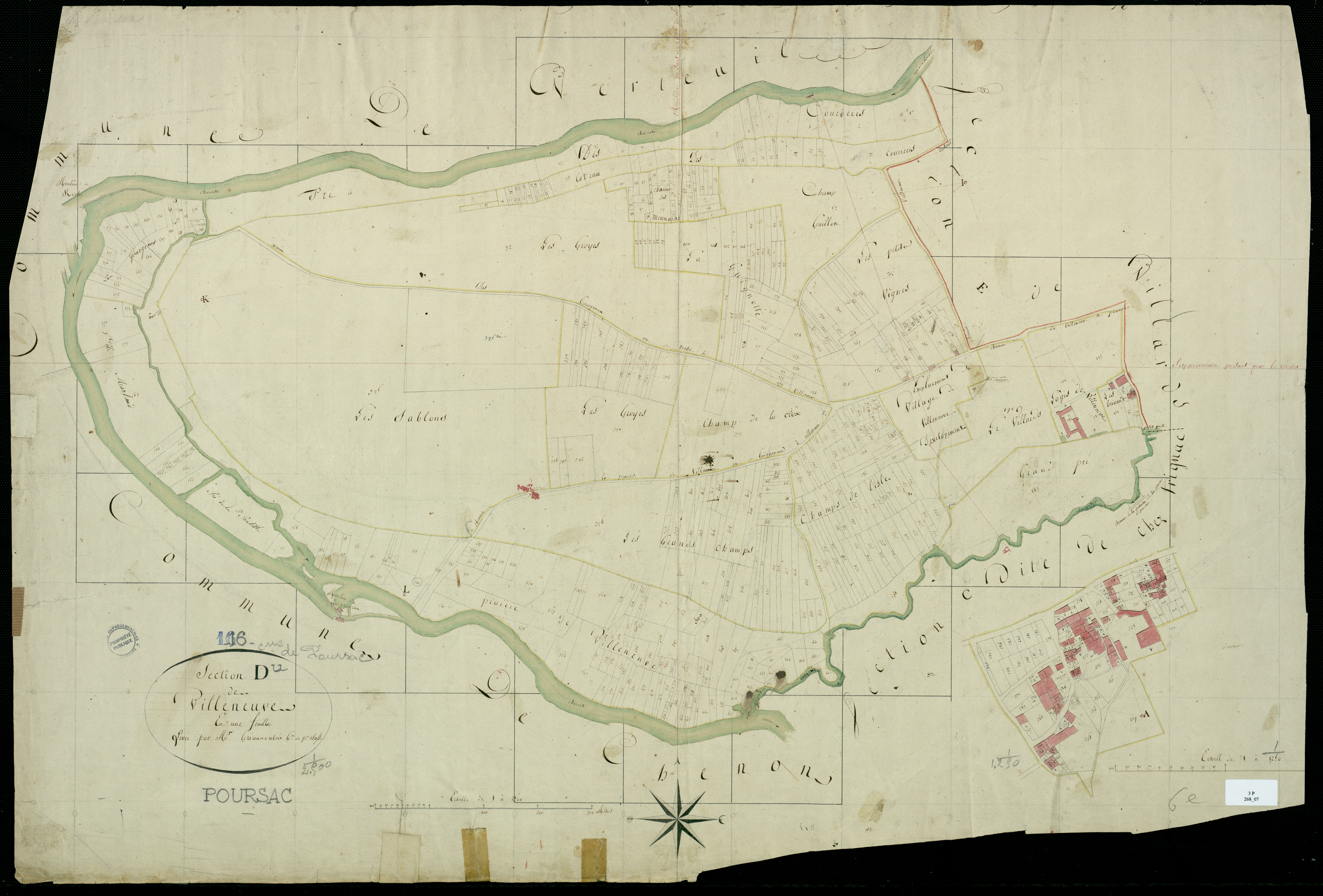 Poursac - 3 P 268/7 - Section D dite de Villeneuve. Feuille 1.  | 1817