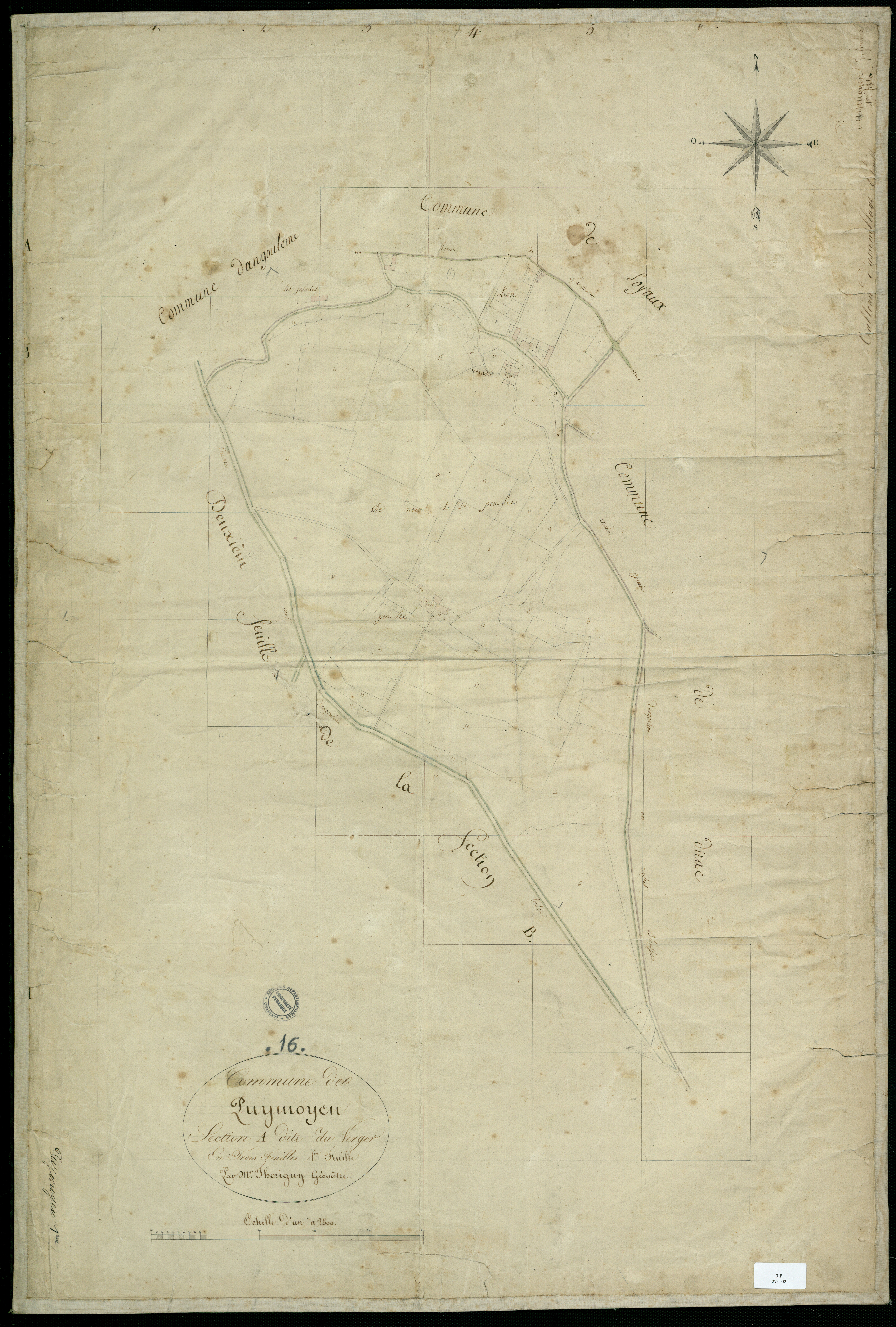 Puymoyen - 3 P 271/2 - Section A dite du Verger. Feuille 1.  | 1823