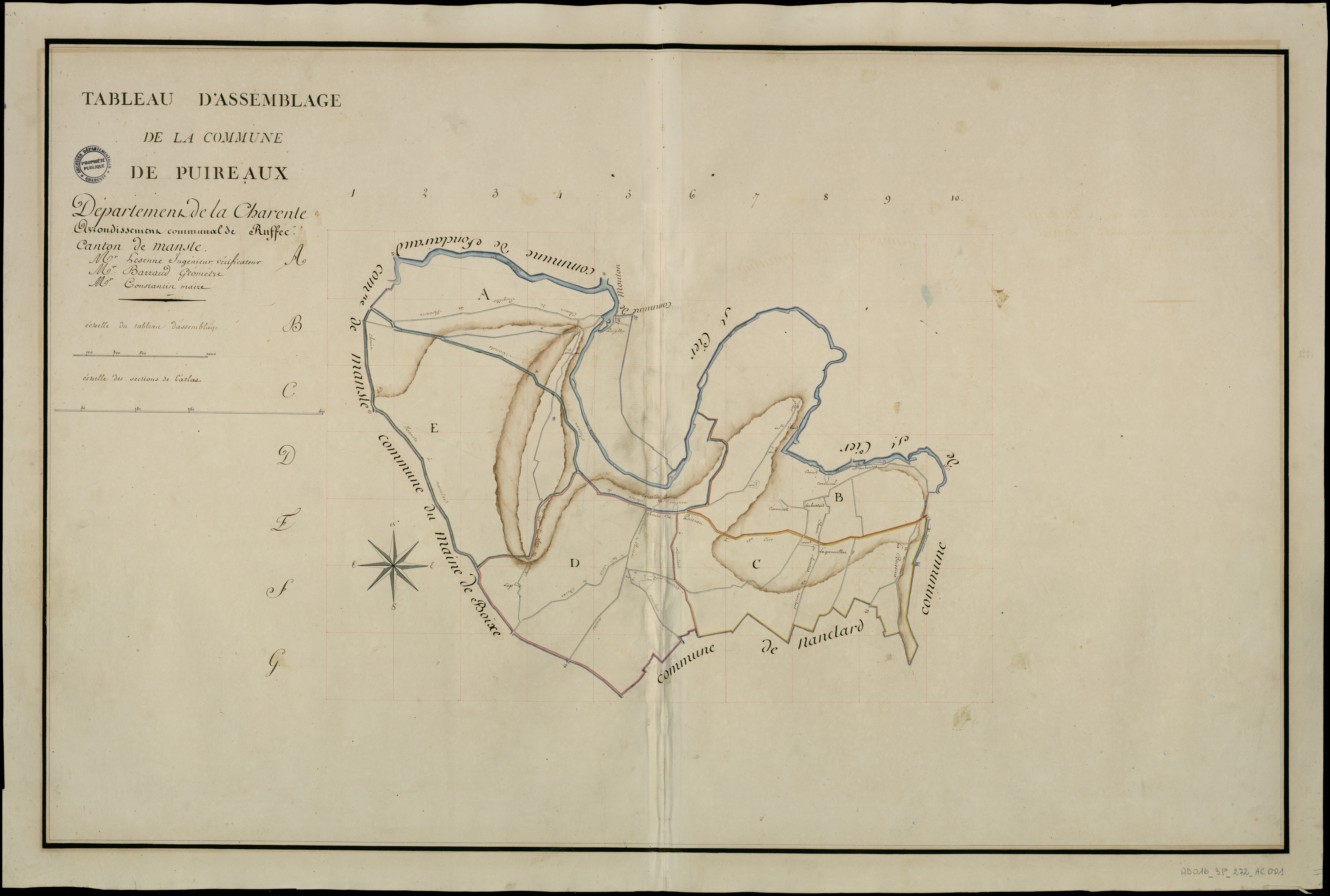 Puyréaux - 3 P 272/AC1 - Tableau d'assemblage  | 1810