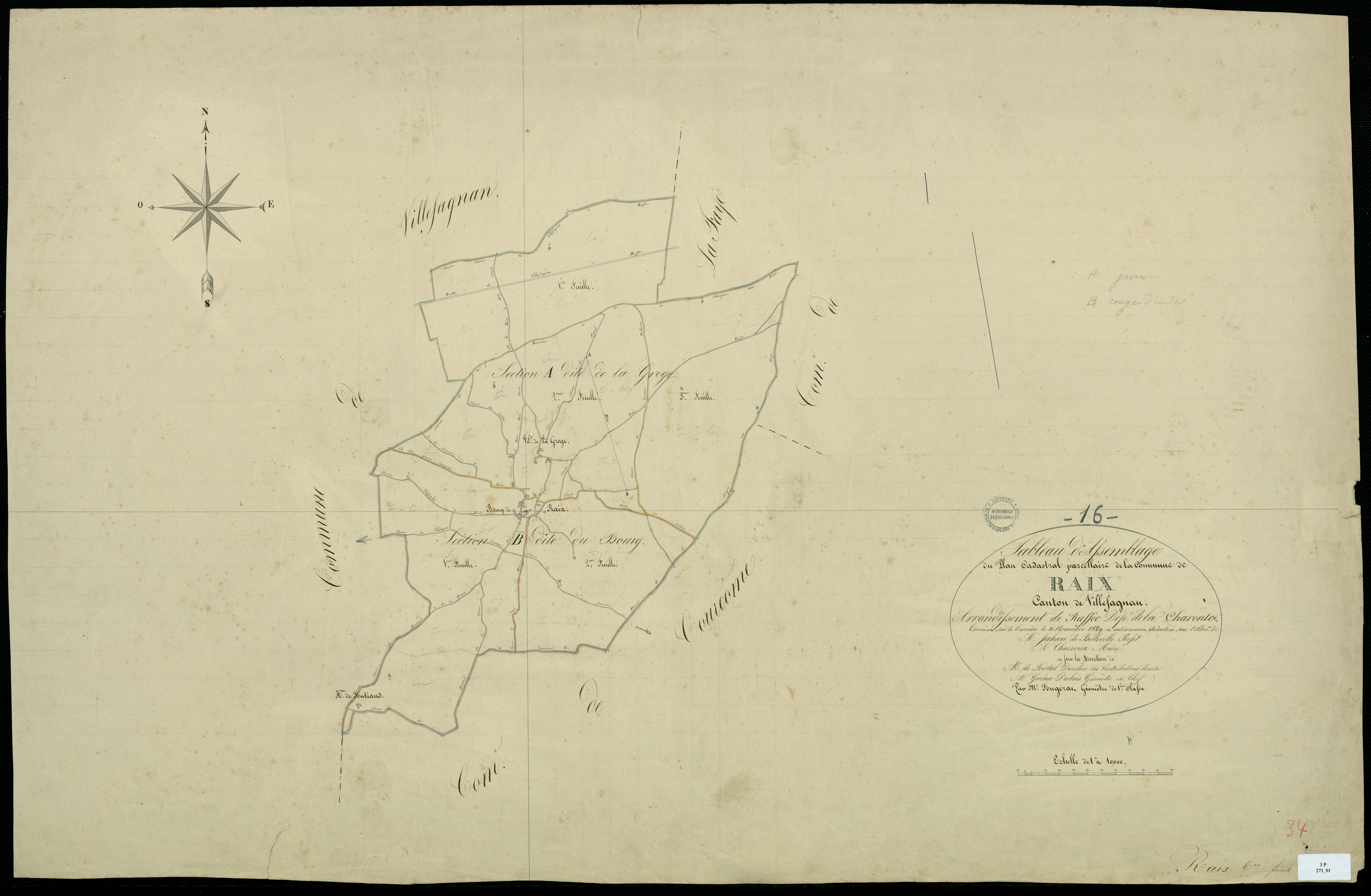 Raix - 3 P 273/1 - Tableau d'assemblage.  | 1829